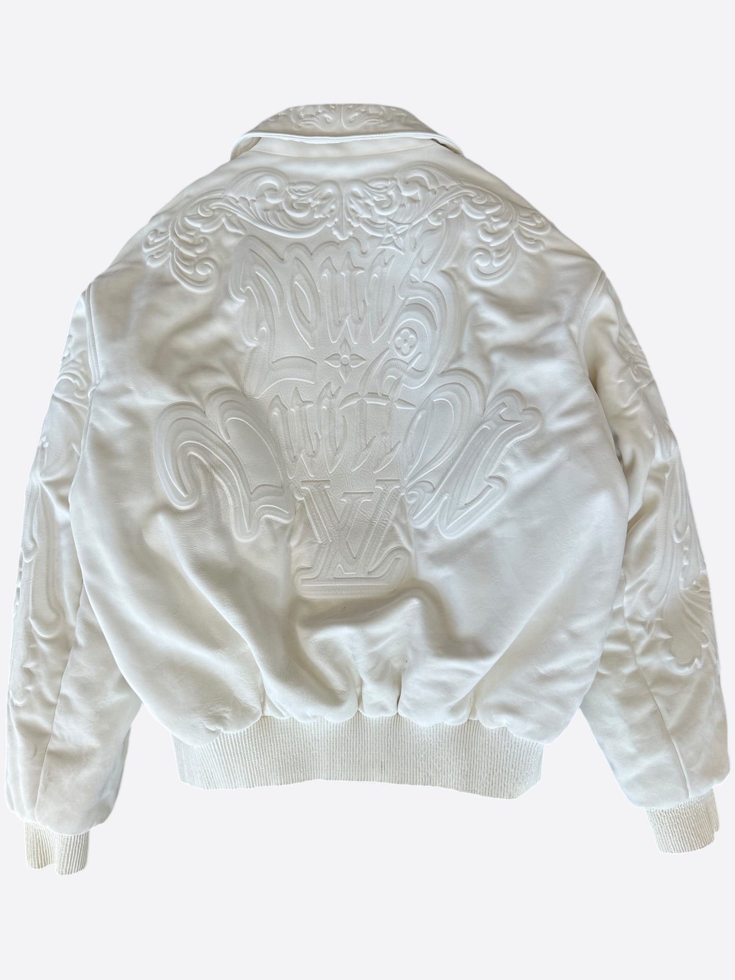 Louis Vuitton White Ornaments Leather Bomber Jacket