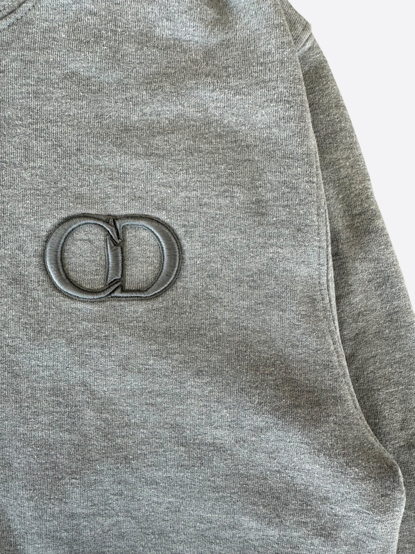 Dior Grey CD Icon Embroidered Logo Hoodie