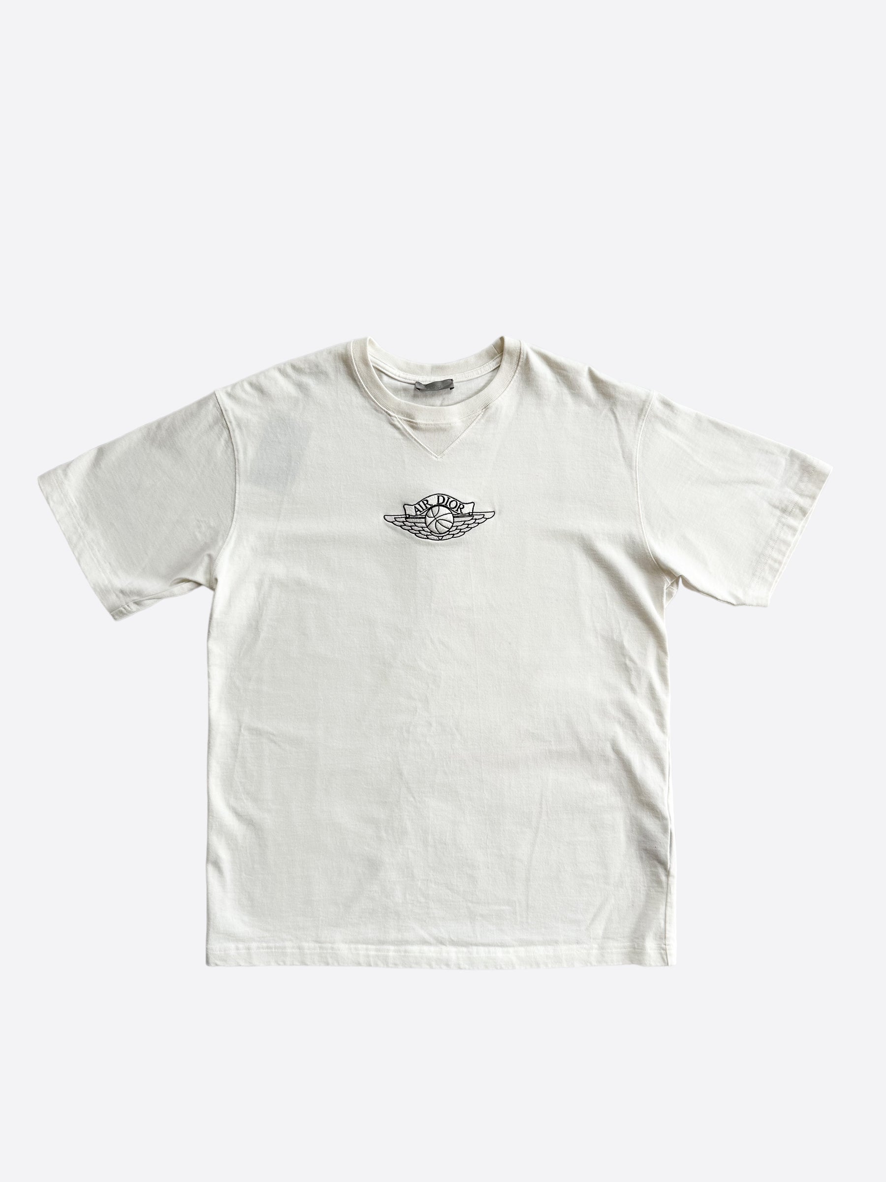 Dior Air Jordan White Embroidered Logo T-Shirt – Savonches
