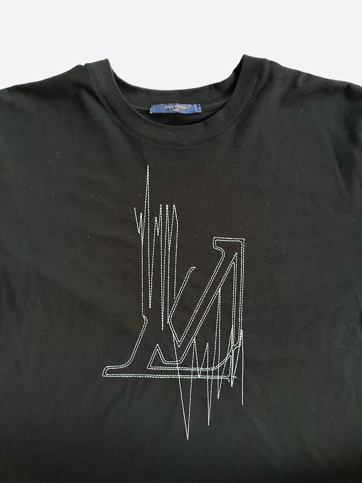 Louis Vuitton Black Frequency Embroidered T-Shirt