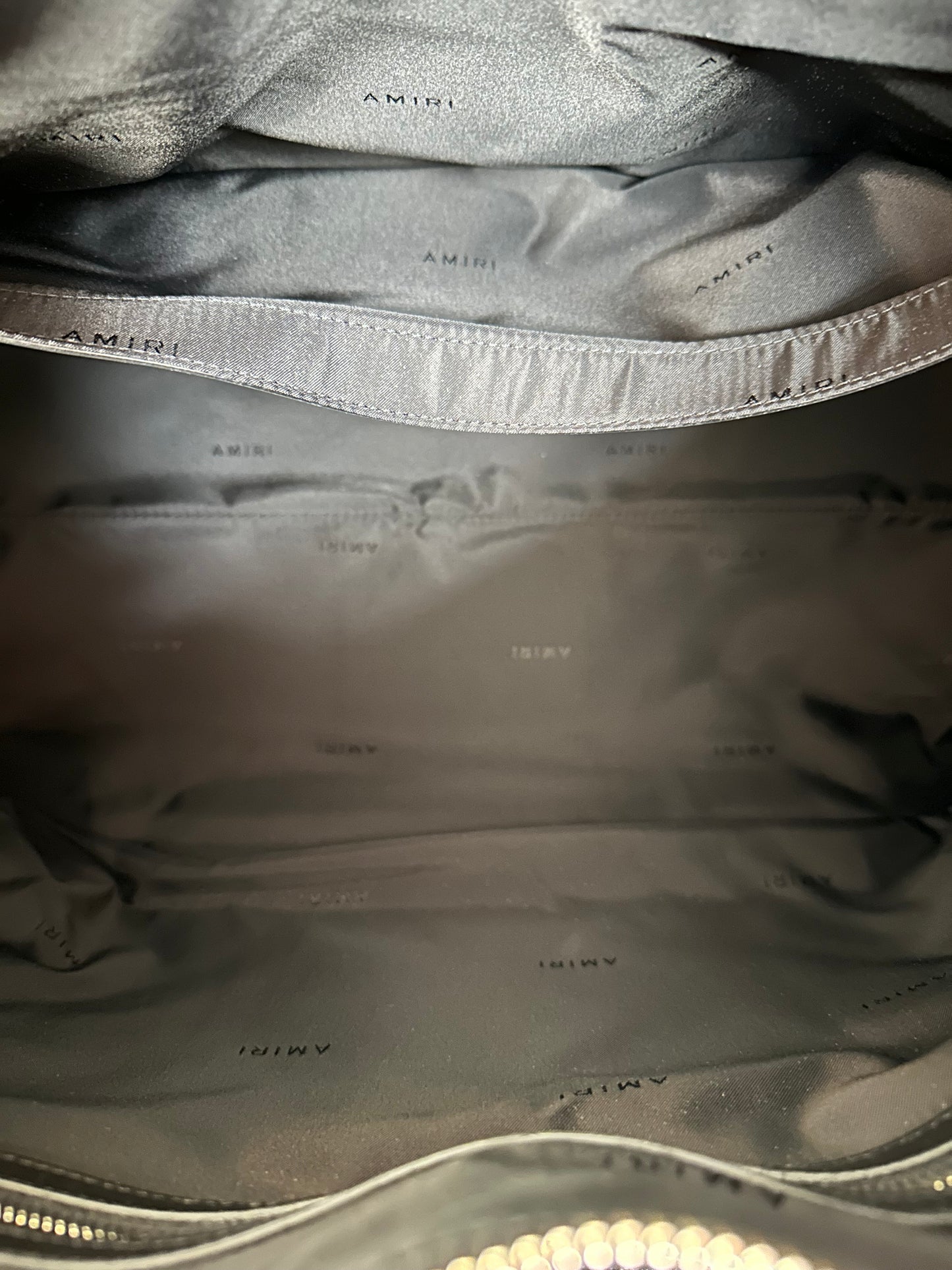 Amiri Black Bandana MA Logo Duffel Bag