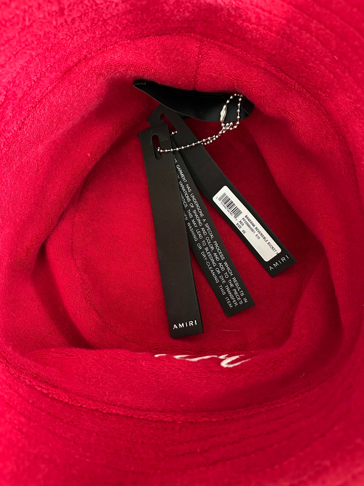 Amiri Red Bandana MA Logo Reversible Bucket Hat