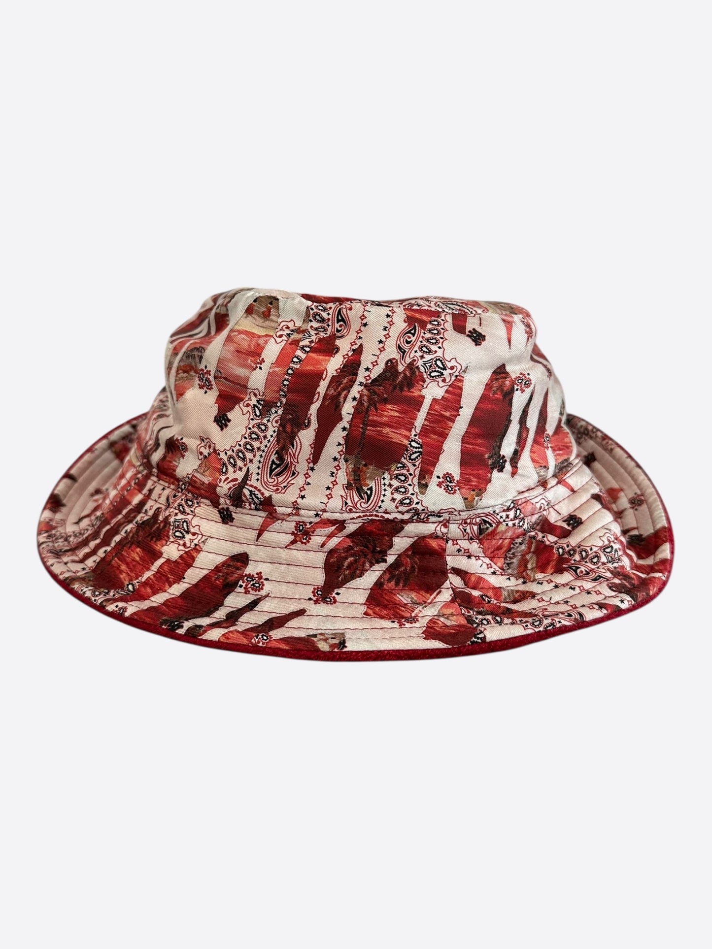 Amiri Red Bandana MA Logo Reversible Bucket Hat