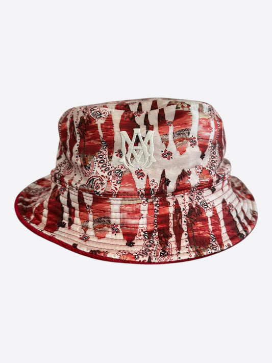 Amiri Red Bandana MA Logo Reversible Bucket Hat