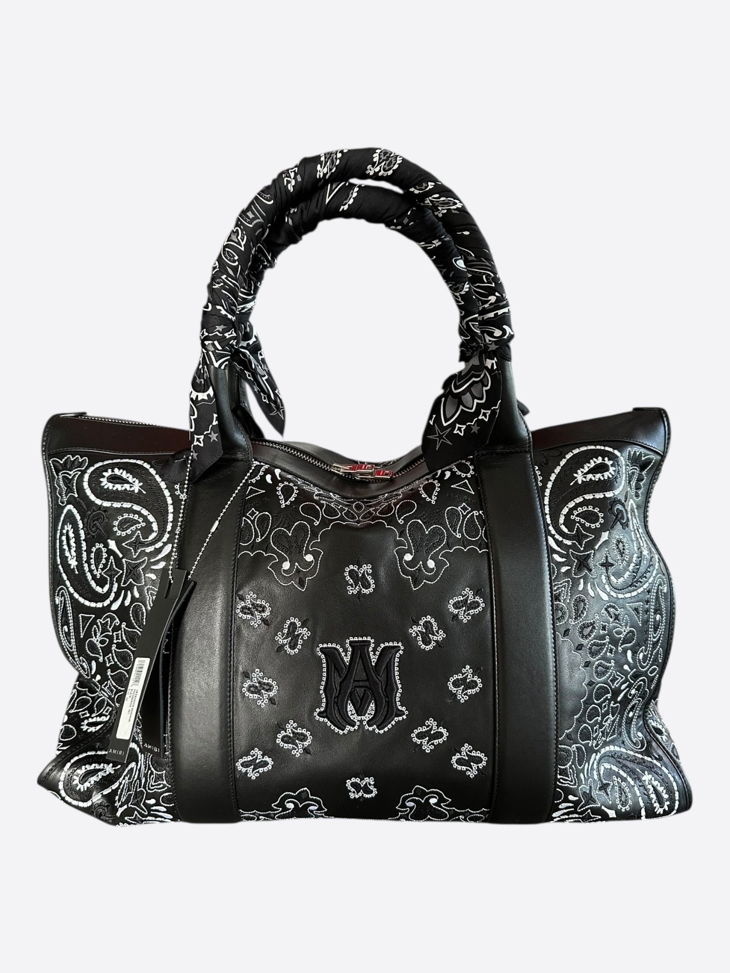 Amiri Black Bandana MA Logo Duffel Bag
