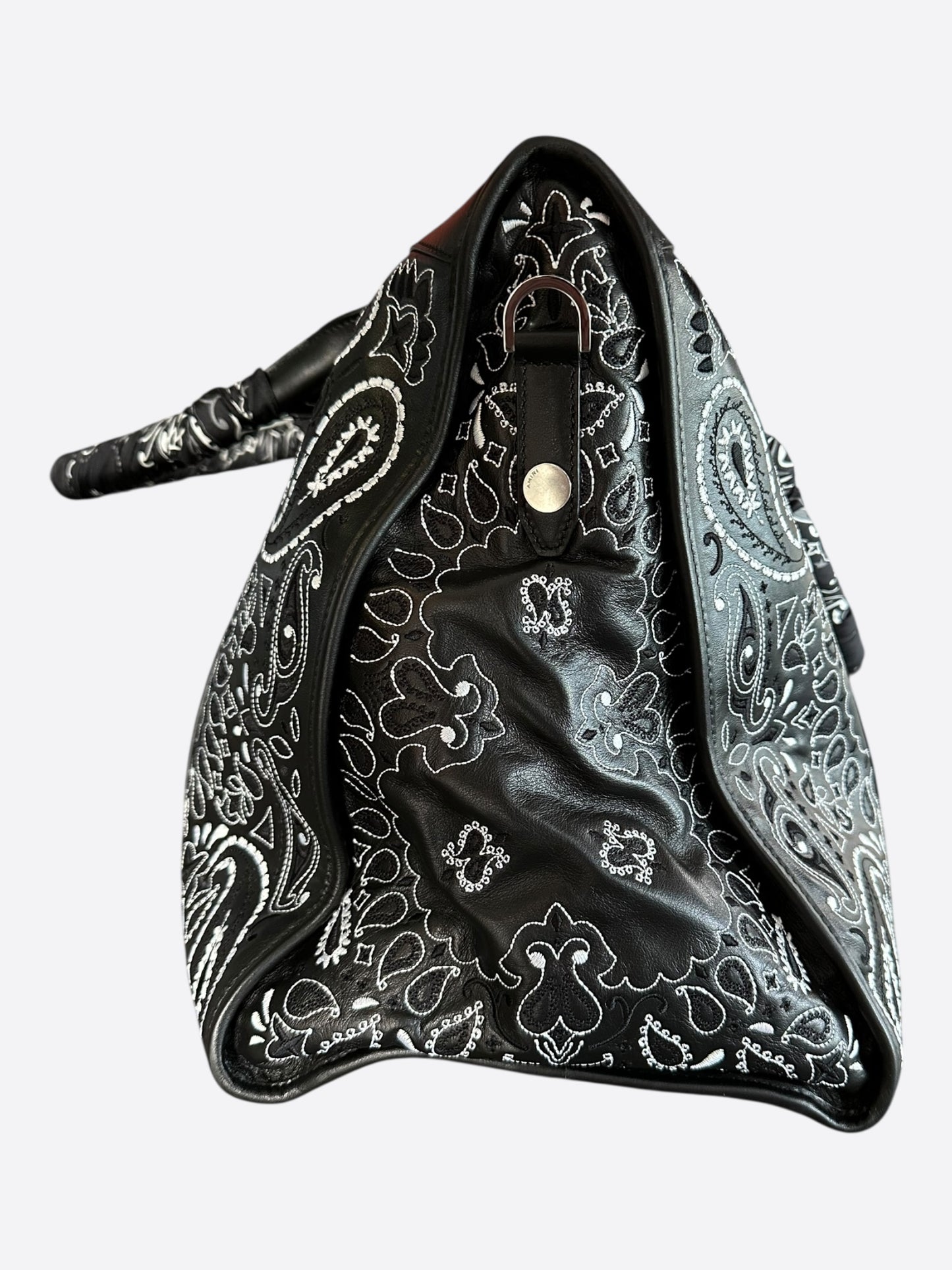 Amiri Black Bandana MA Logo Duffel Bag