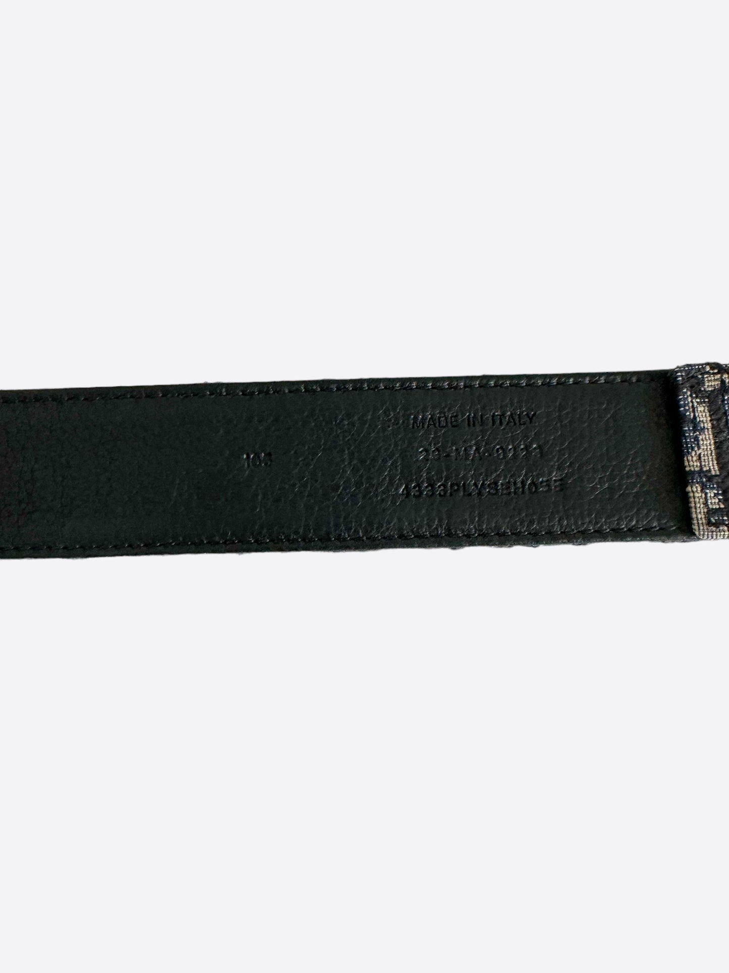 Dior Beige & Blue Oblique Silver Buckle Belt