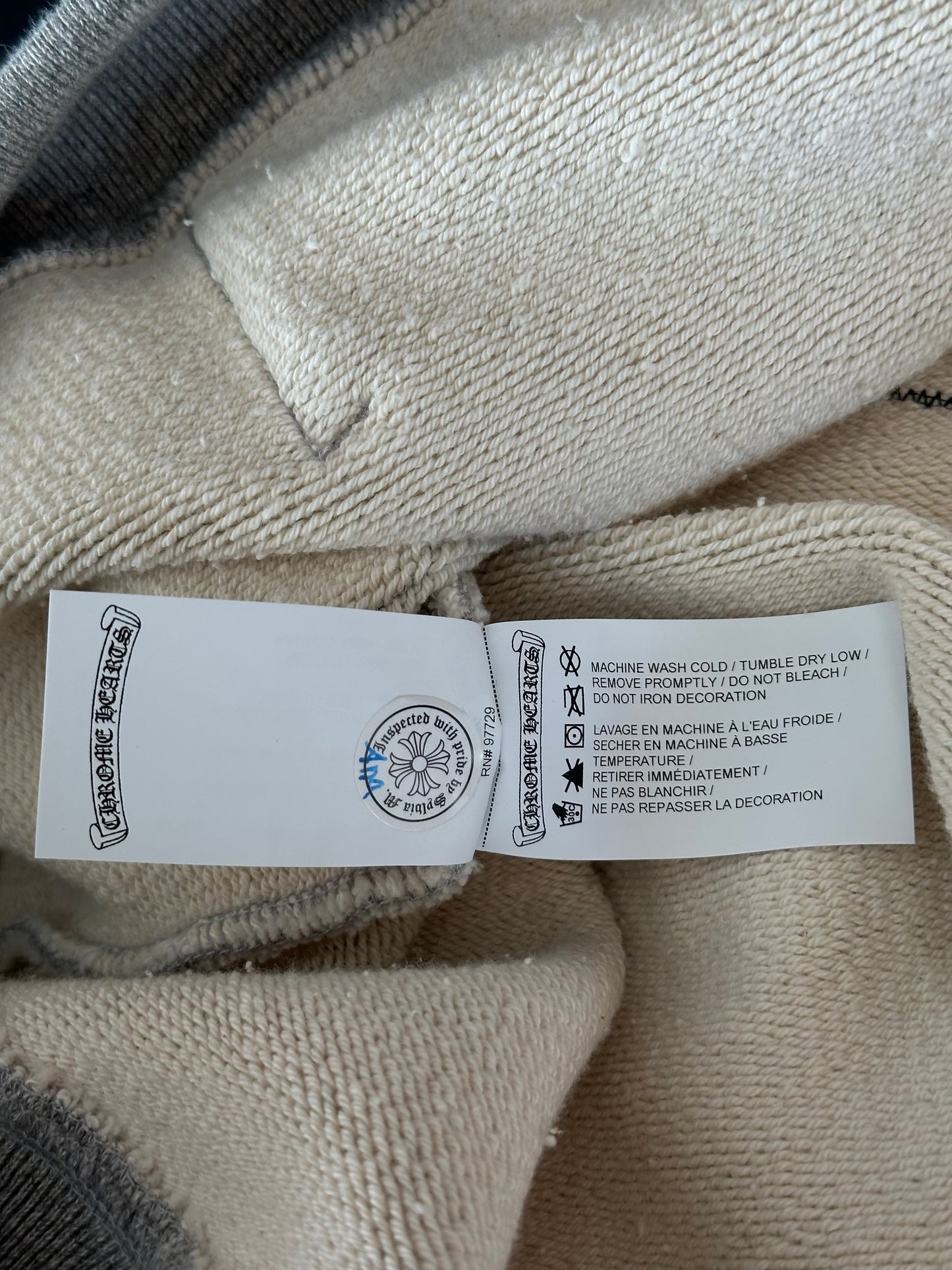 Chrome Hearts Grey & Black Triple Cross CH Logo Embroidered Hoodie
