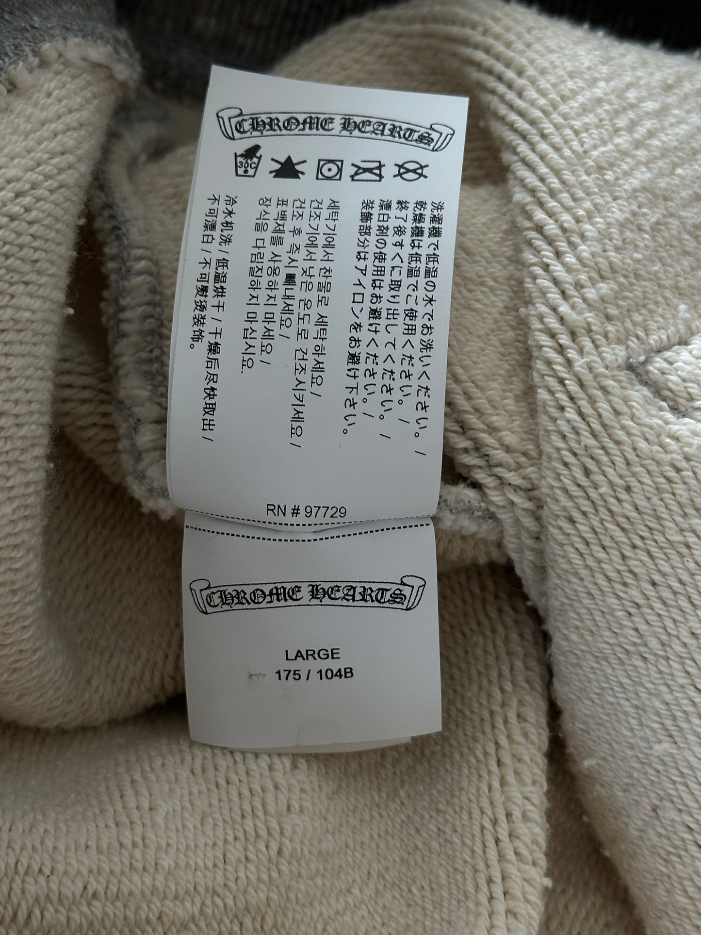 Chrome Hearts Grey & Black Triple Cross CH Logo Embroidered Hoodie