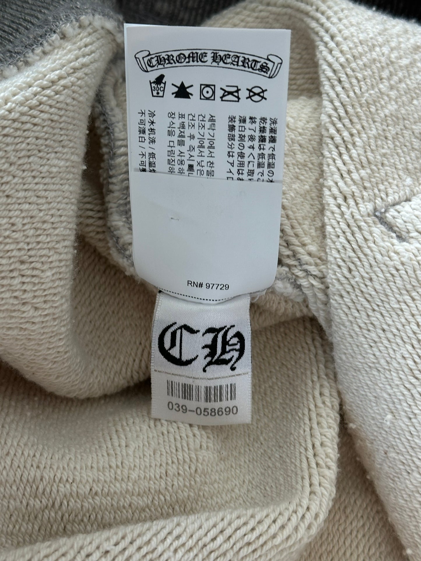 Chrome Hearts Grey & Black Triple Cross CH Logo Embroidered Hoodie