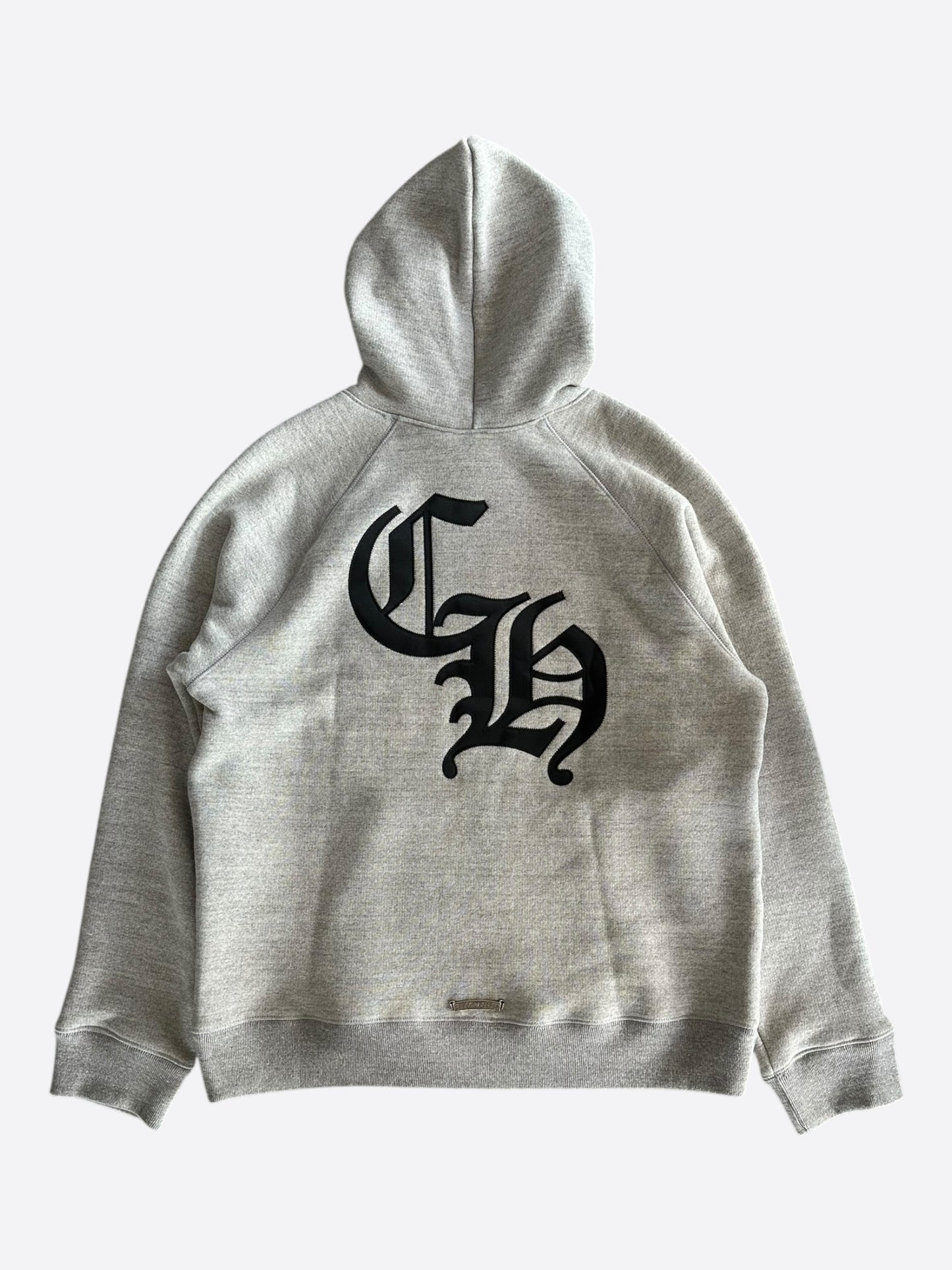 Chrome Hearts Grey & Black Triple Cross CH Logo Embroidered Hoodie