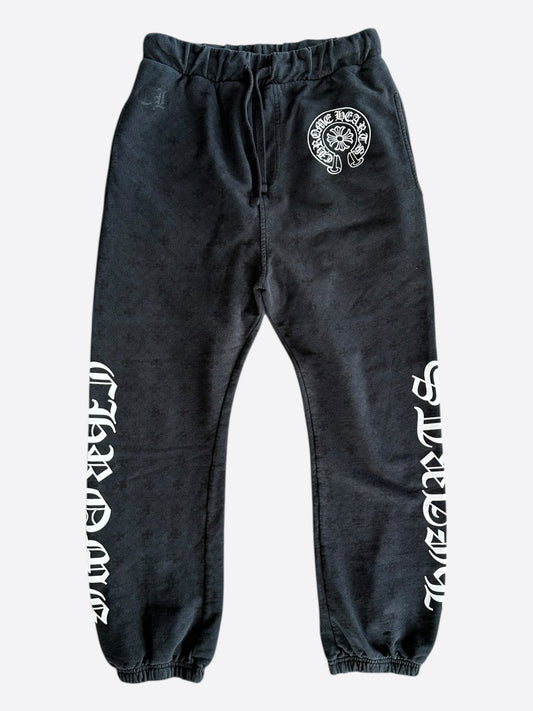Chrome Hearts Black & White Horseshoe Logo Cross Jacquard Sweatpants