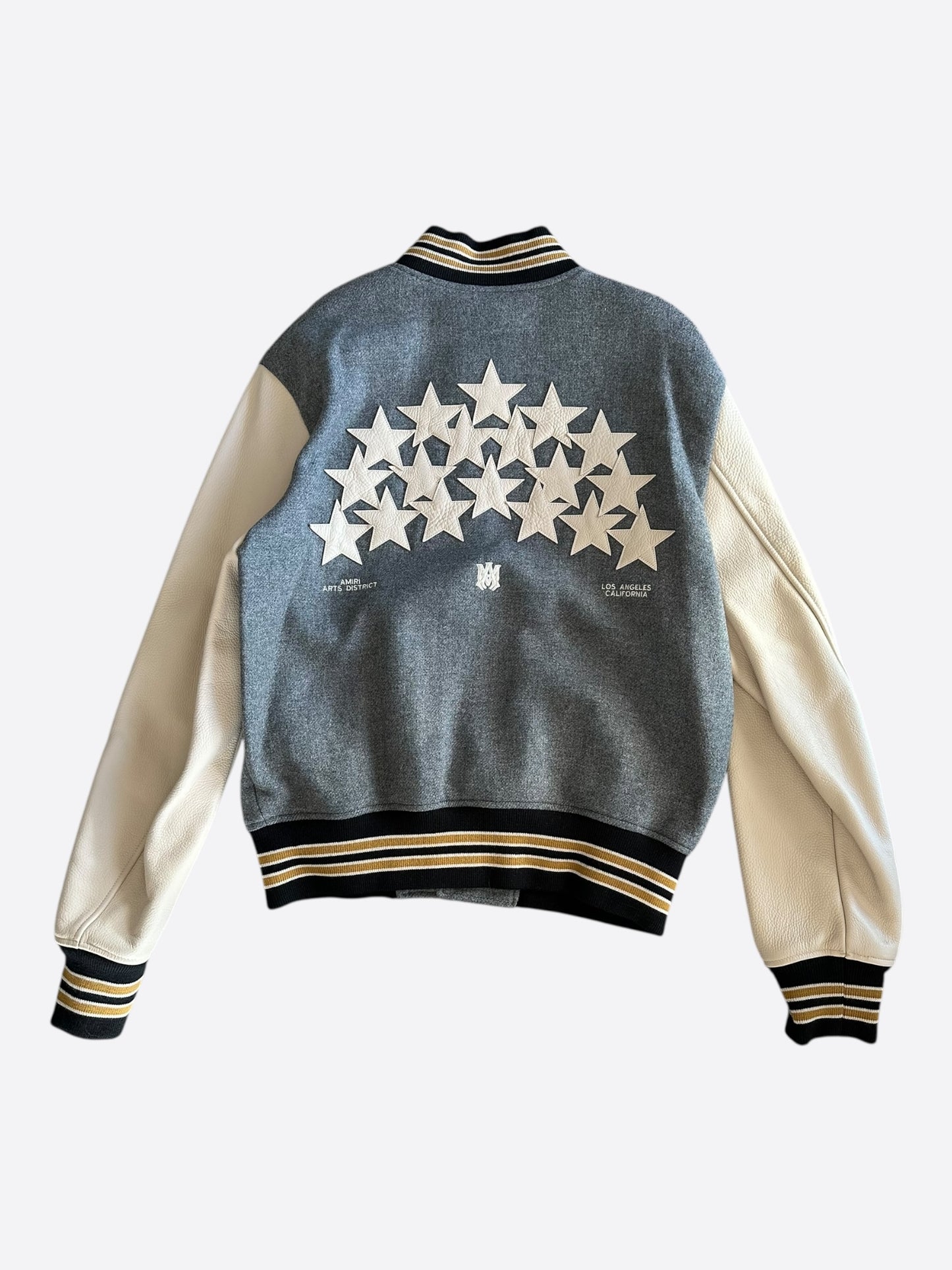 Amiri Grey & White Triple Star Varsity Jacket