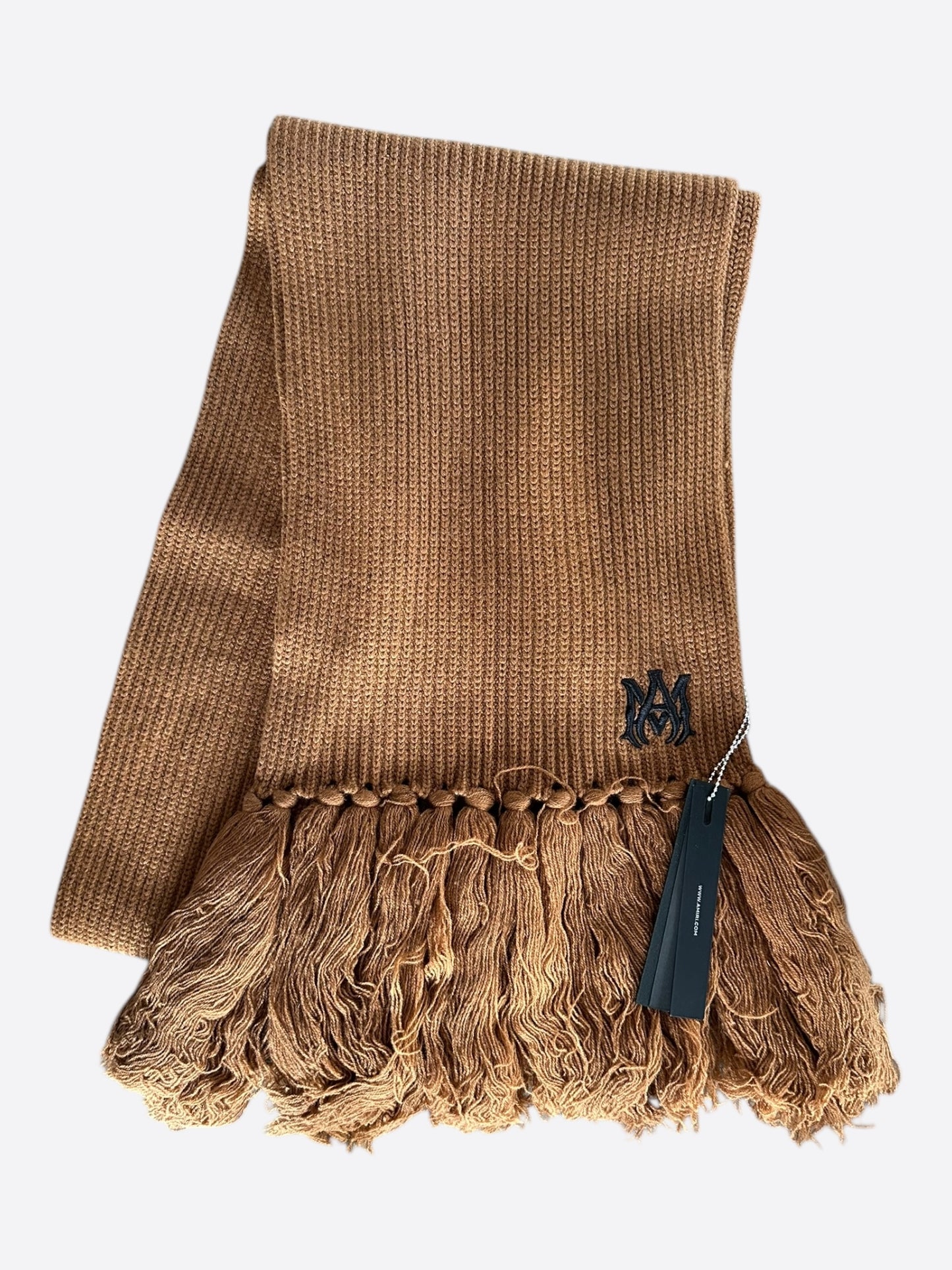 Amiri Brown & Black Wool Knit MA Logo Scarf