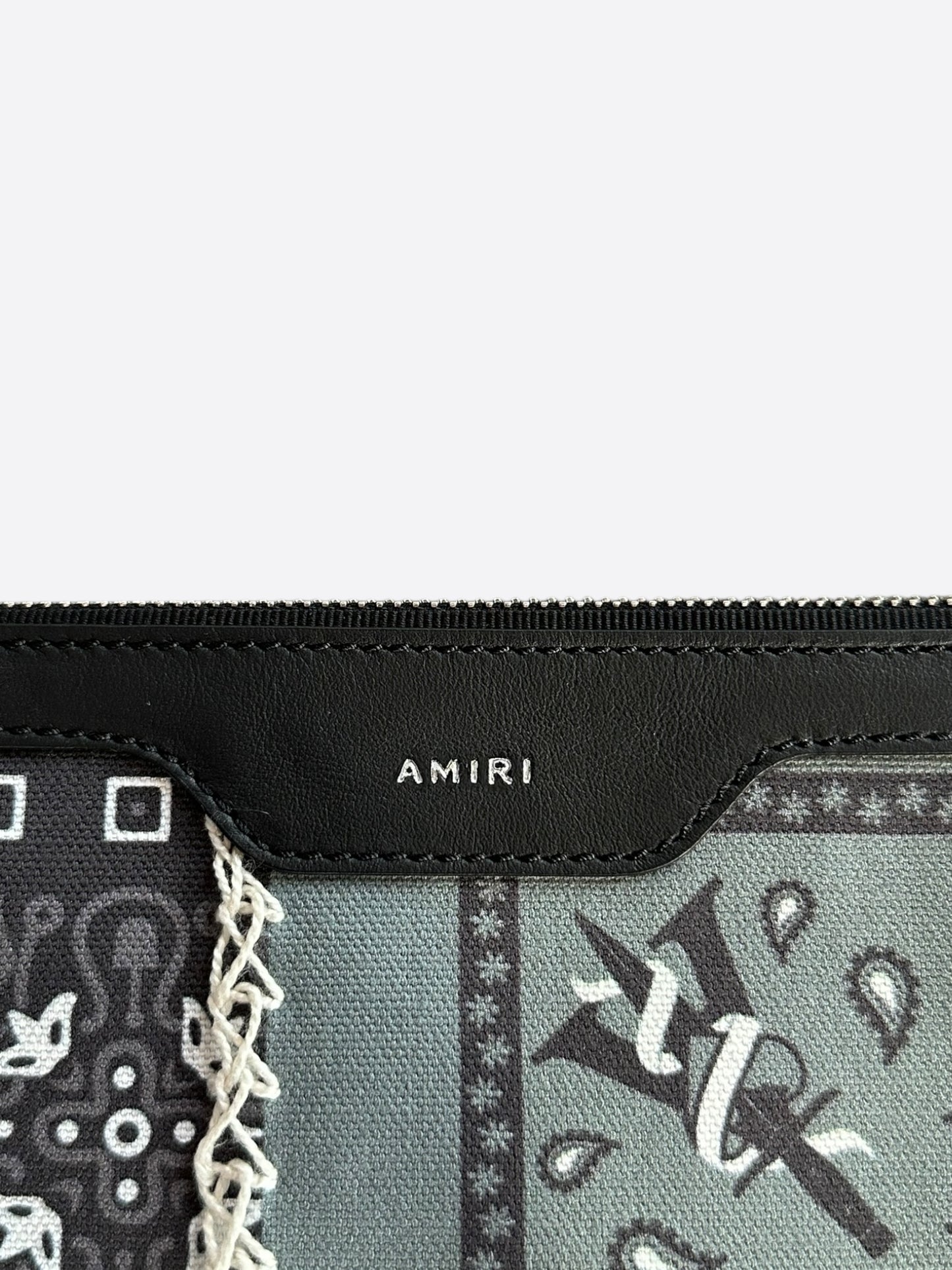 Amiri Black & Grey Reconstructed Bandana Pouch