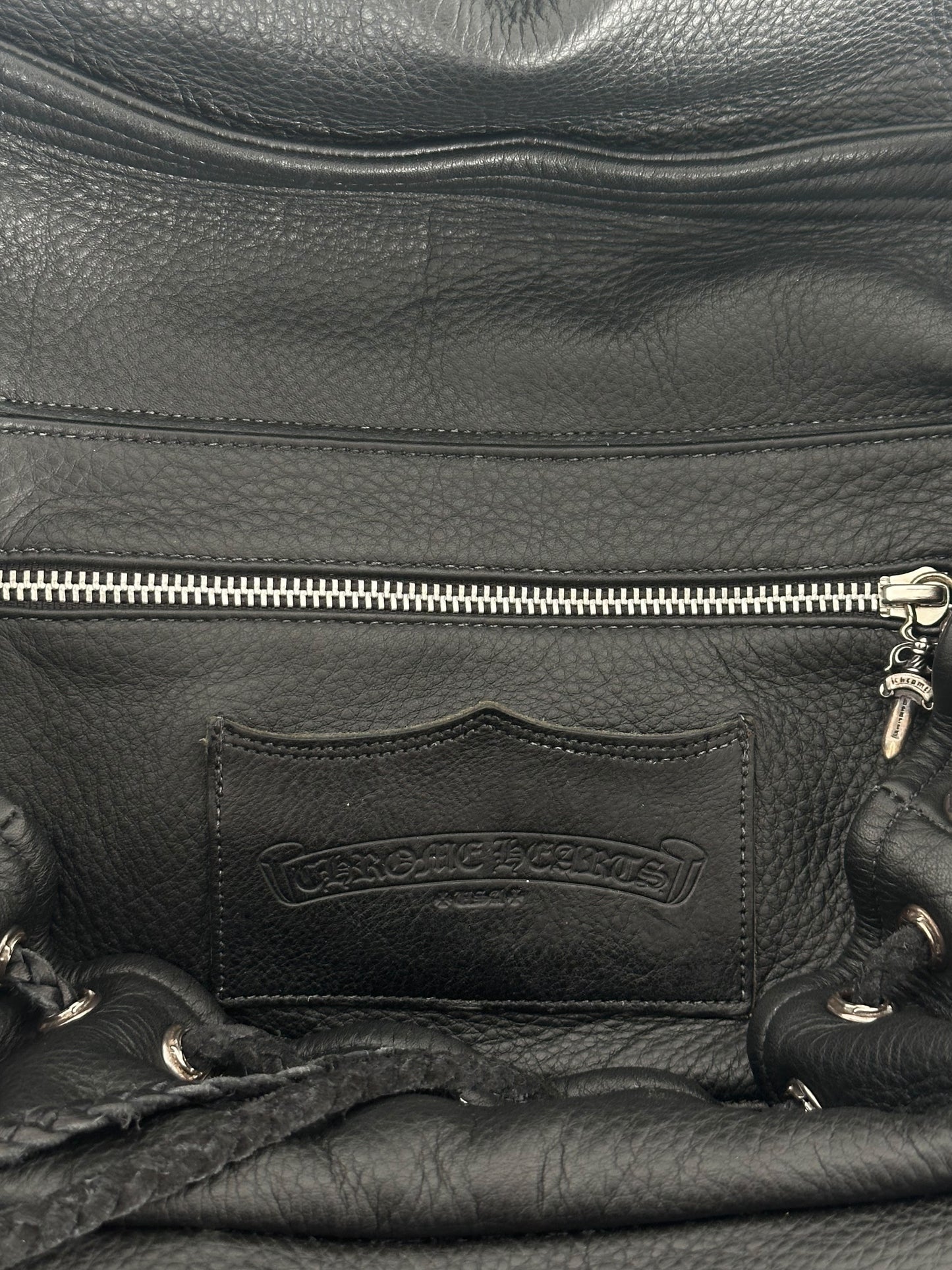 Chrome Hearts Black Leather Gunslinger Backpack