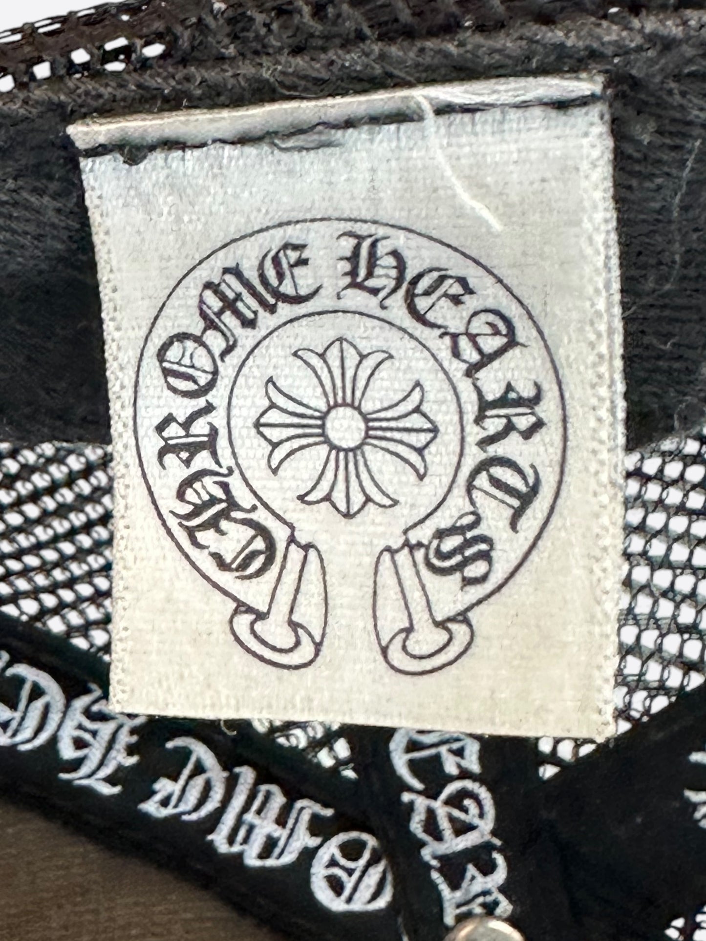 Chrome Hearts Black Triple Leather Cross Patch Trucker Hat