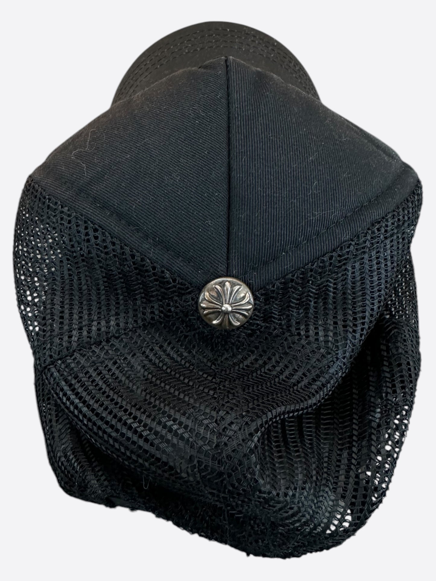 Chrome Hearts Black Triple Leather Cross Patch Trucker Hat