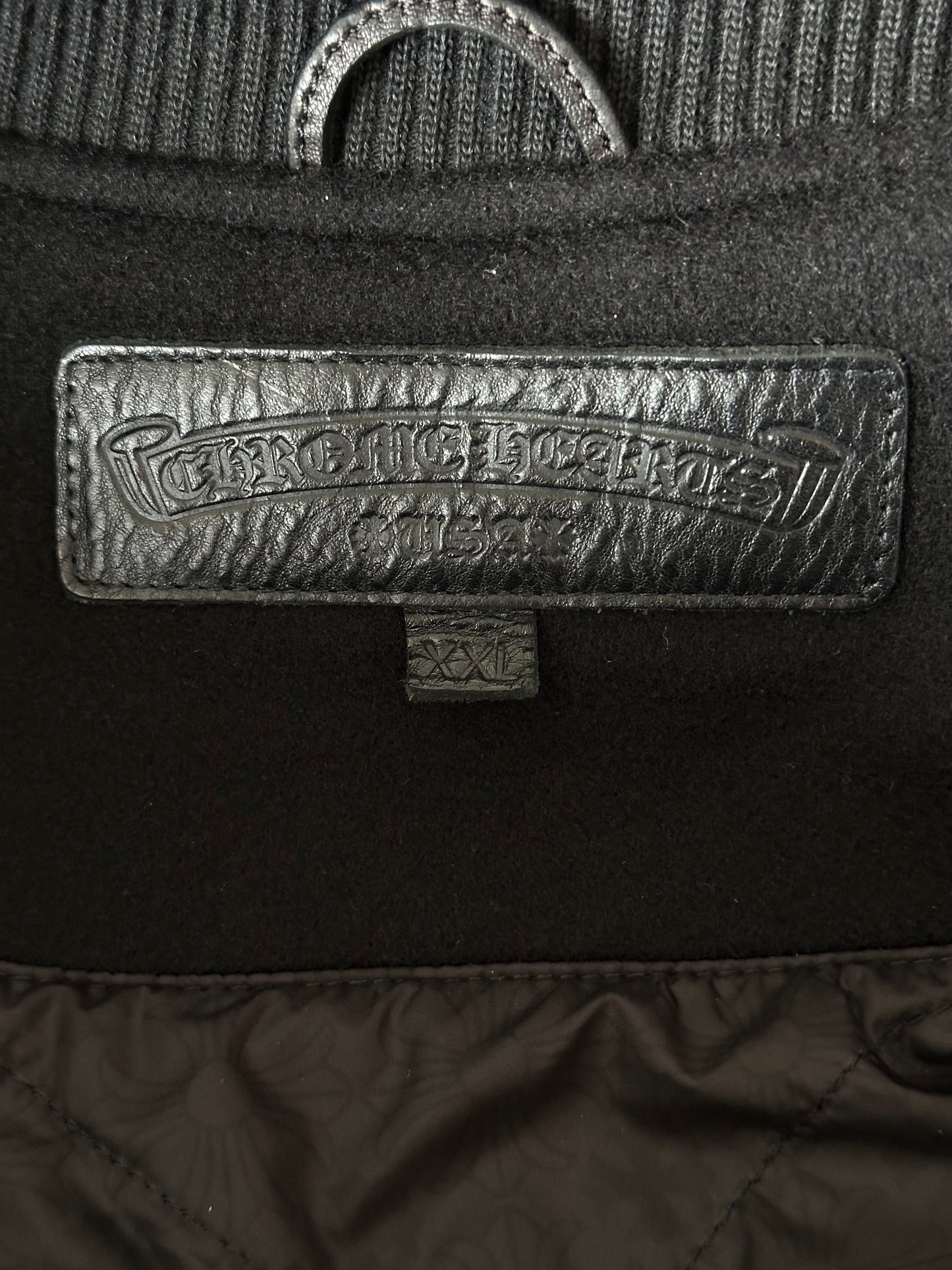 Chrome Hearts Black & White Chicken Varsity Jacket