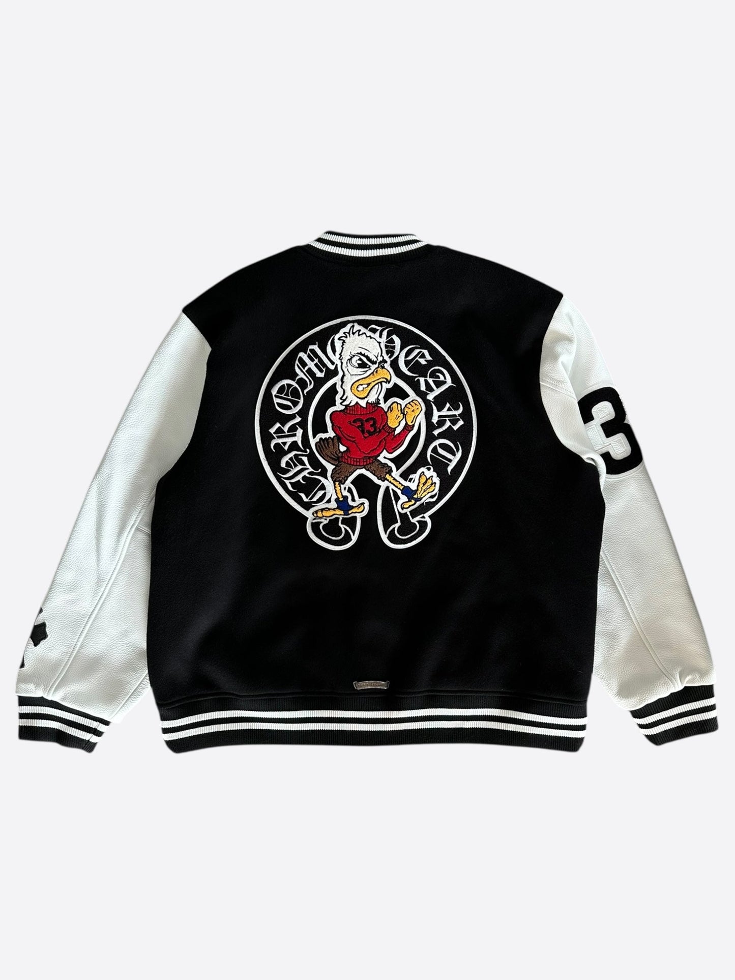 Chrome Hearts Black & White Chicken Varsity Jacket