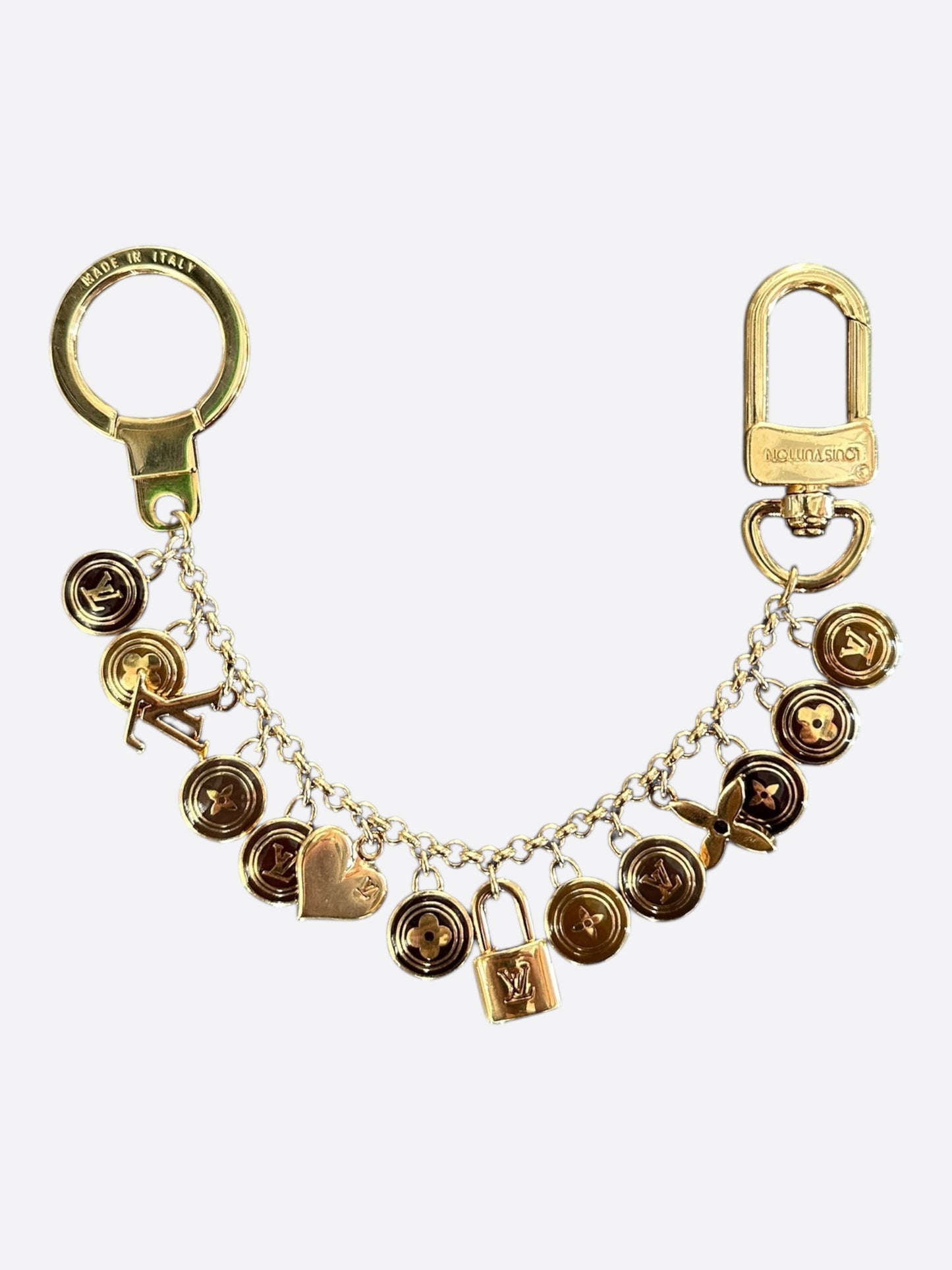 Louis Vuitton Gold & Brown Pestilles Key Chain Bag Charm
