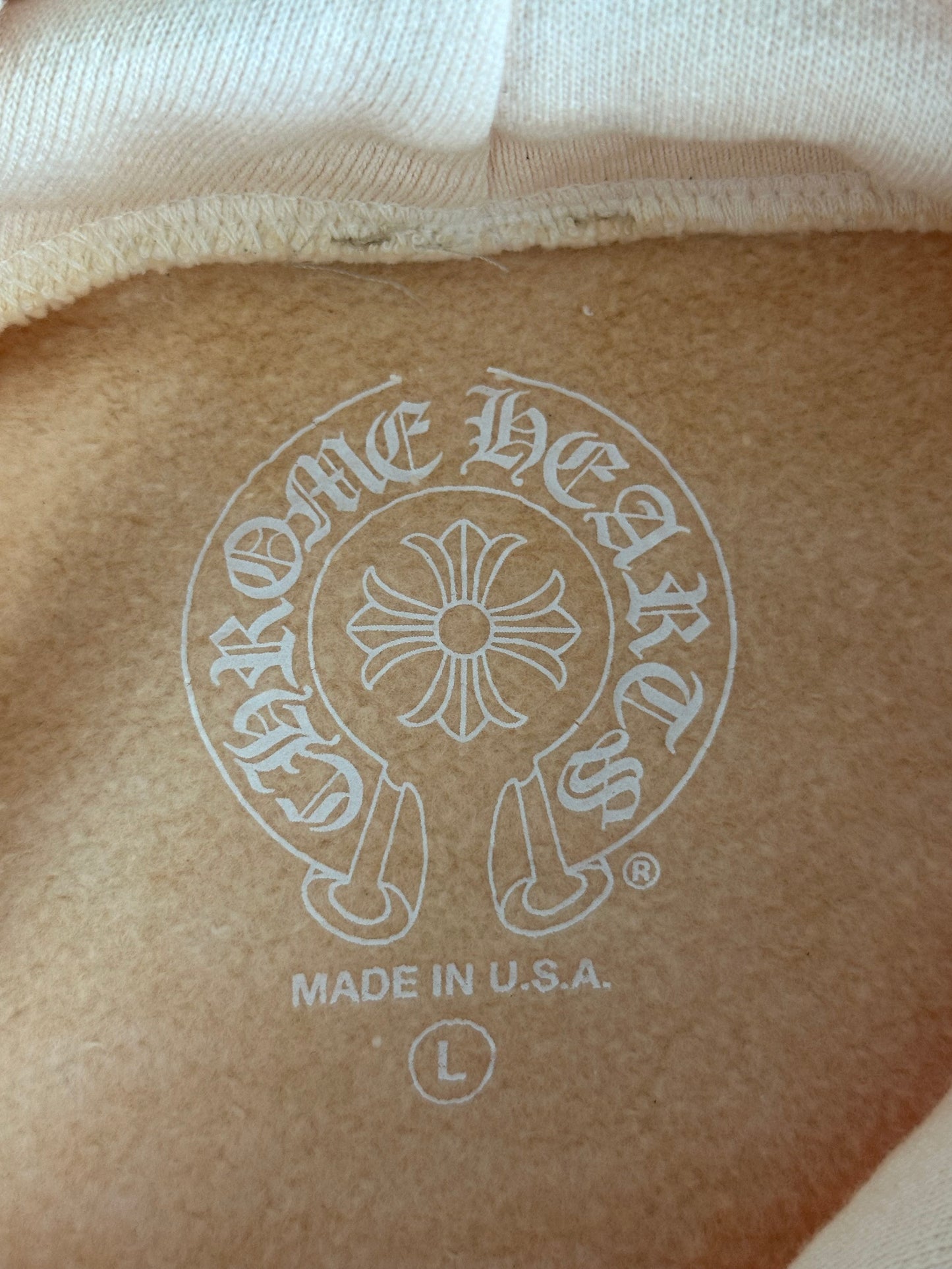 Chrome Hearts Drake Cream & Pink Certified Chrome Horseshoe Logo Hoodie