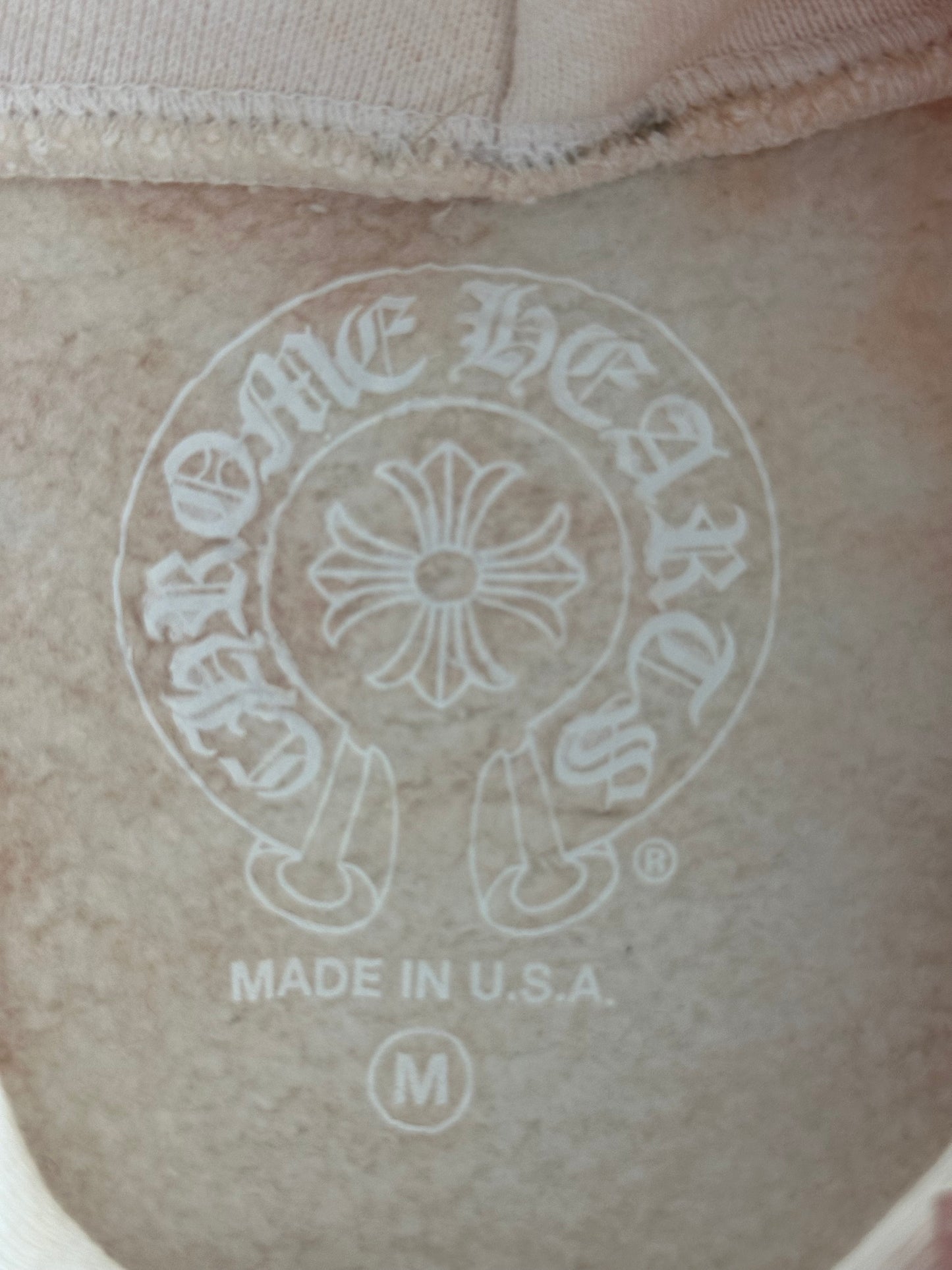 Chrome Hearts Drake Cream & Pink Certified Chrome Horseshoe Logo Hoodie