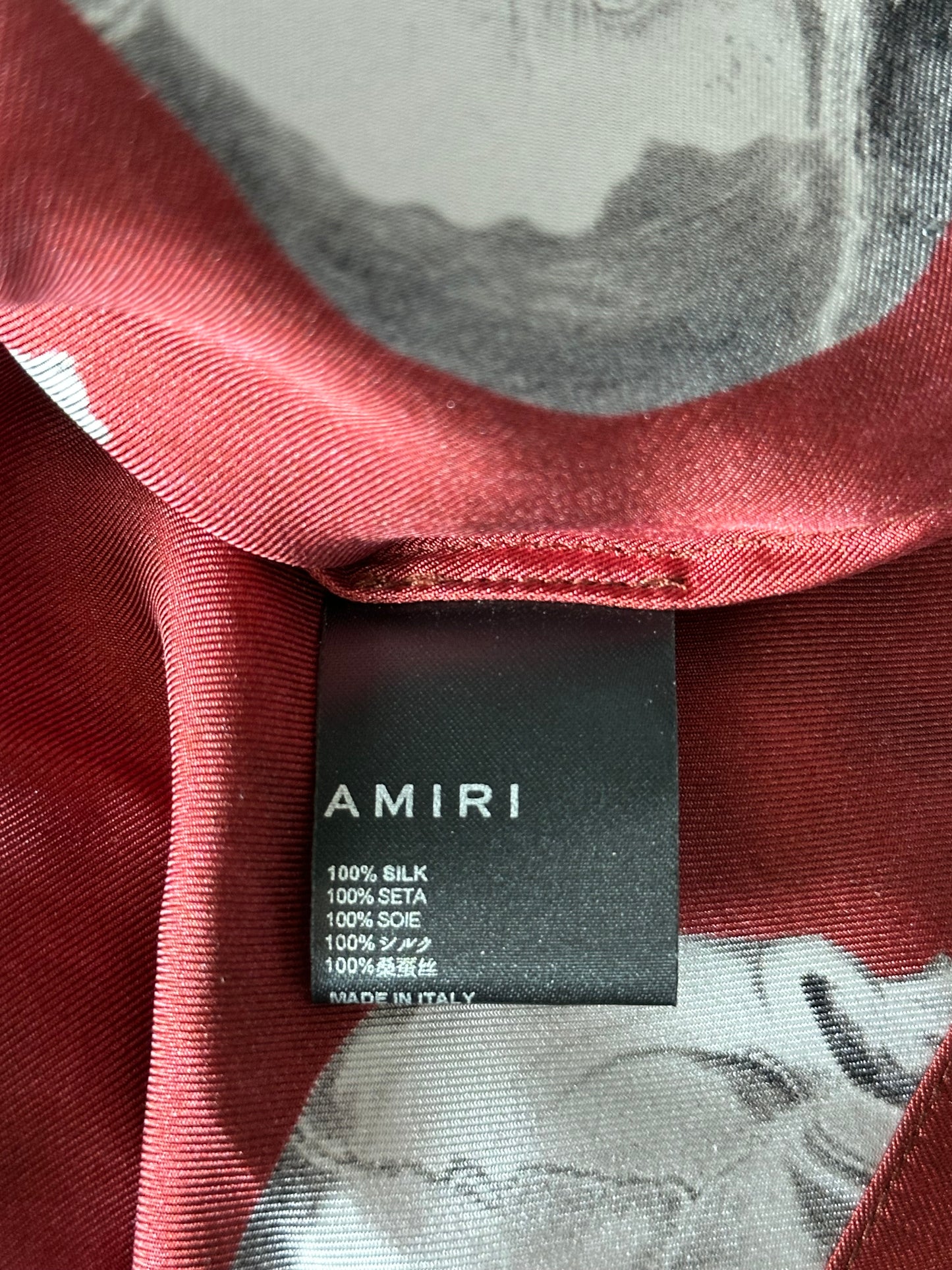 Amiri Red Skulls Silk Button Up Shirt