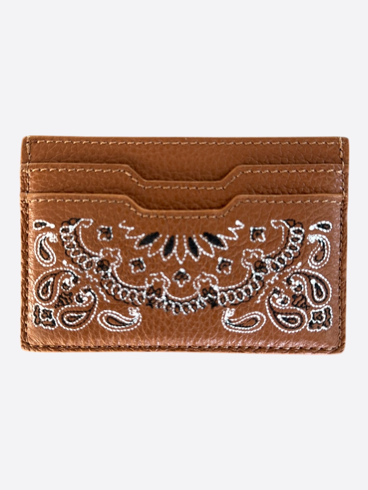 Amiri Brown & Bandana Embroidered Leather Cardholder