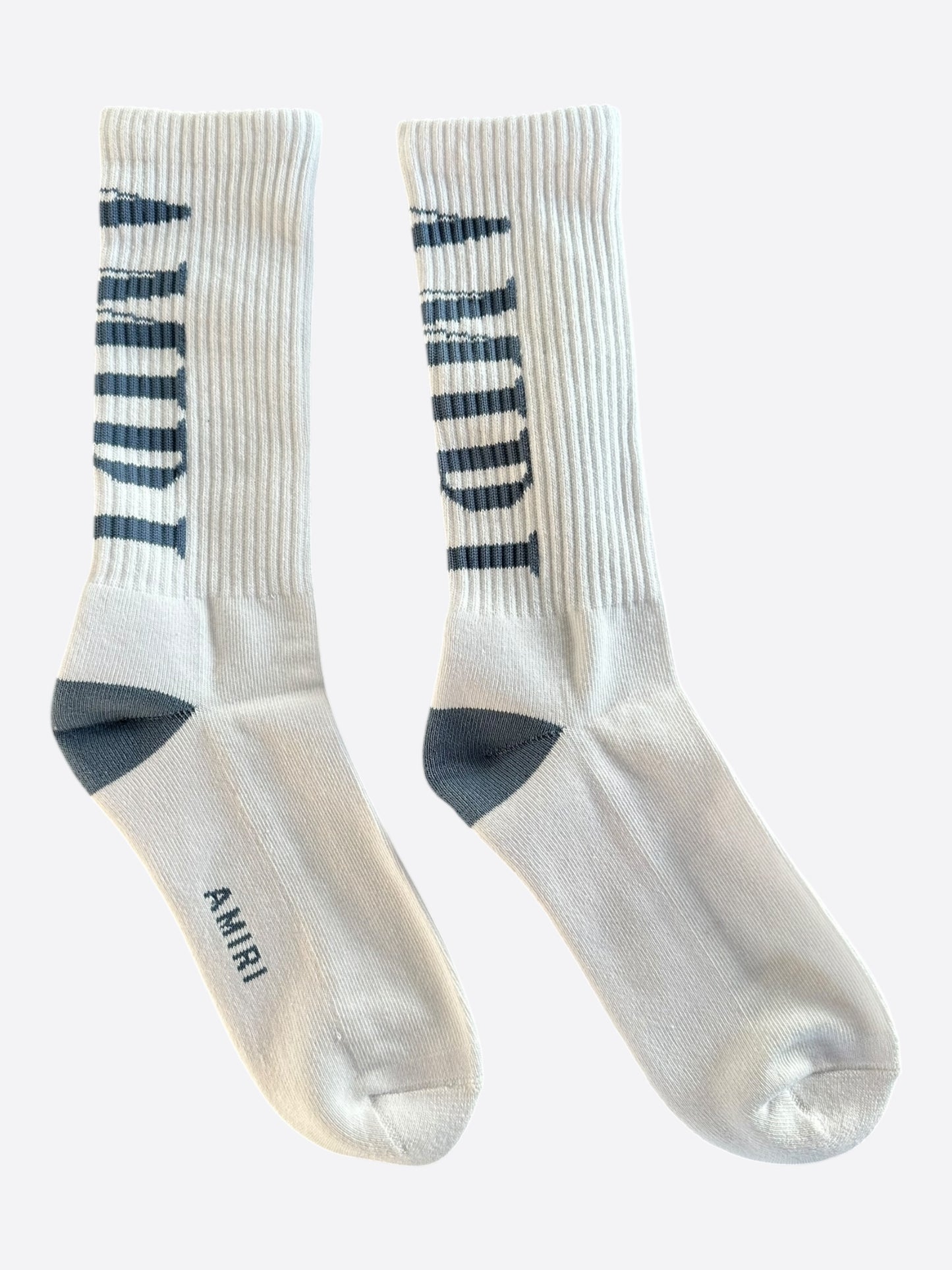 Amiri White & Blue Core Logo Socks