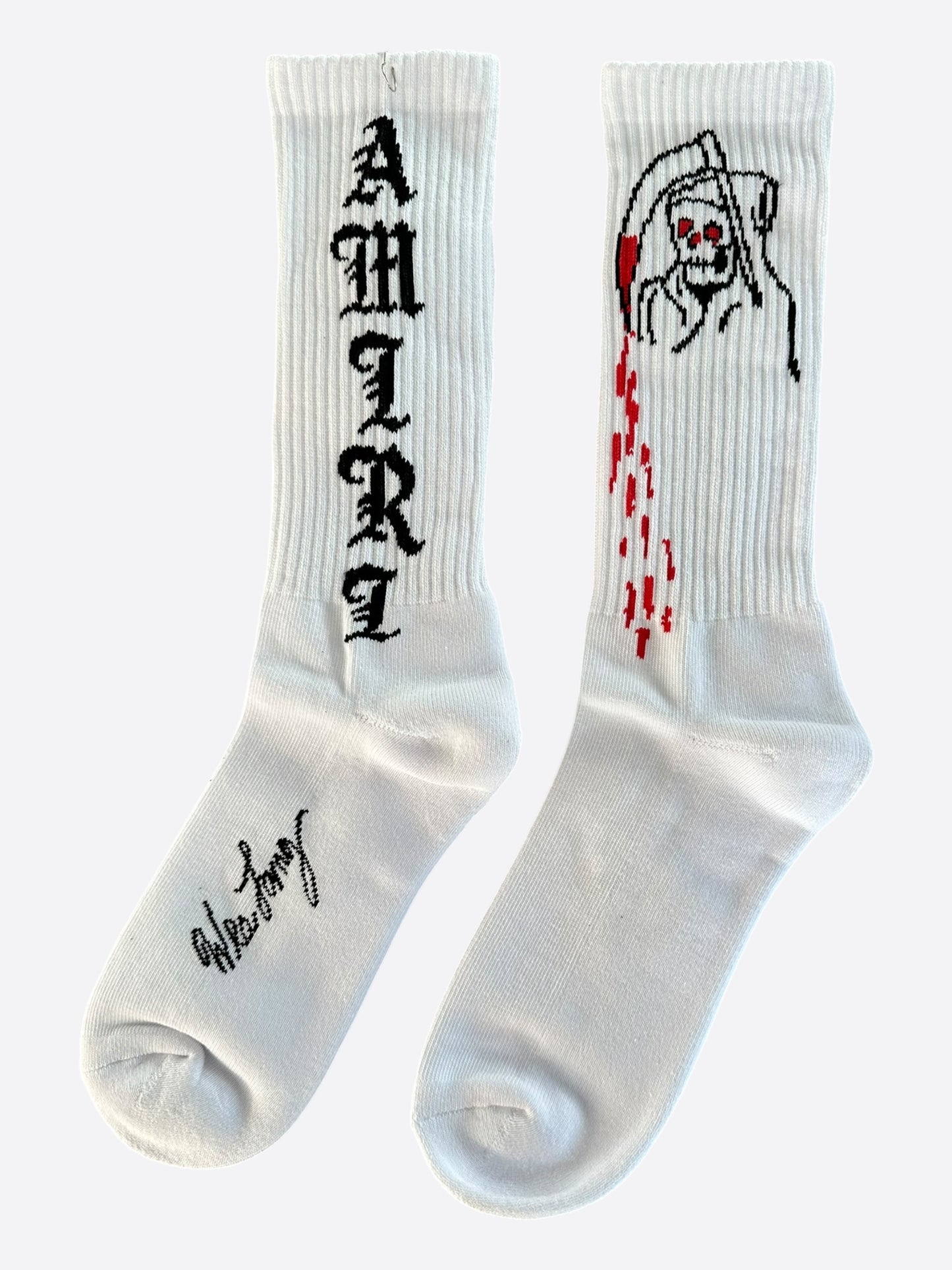 Amiri Wes Lang White & Black Blood Reaper Socks