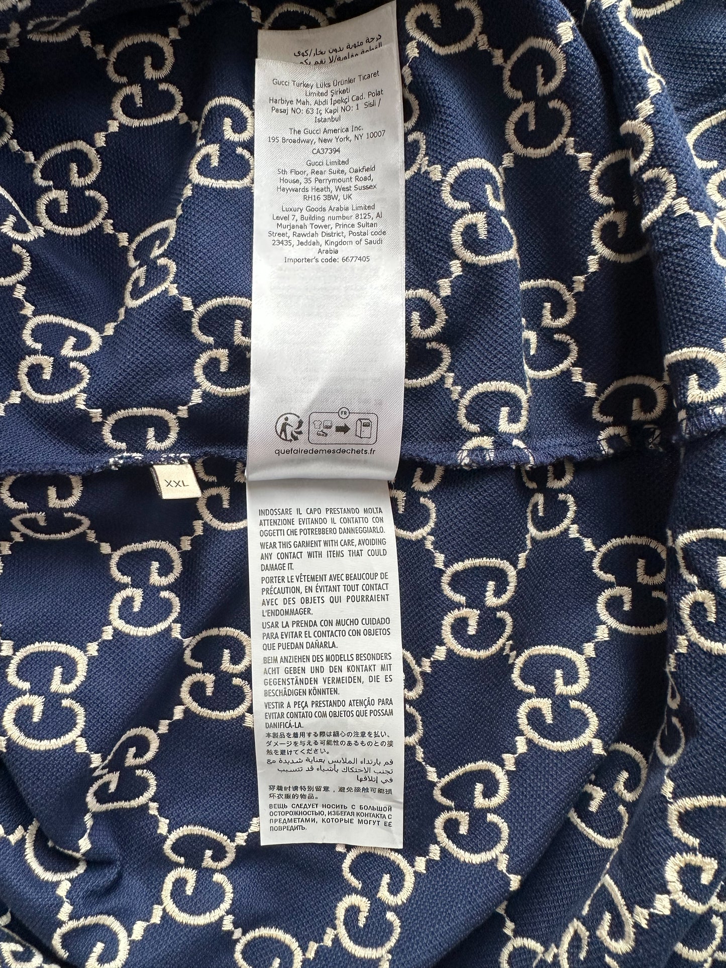 Gucci Blue & White GG Monogram Polo Shirt