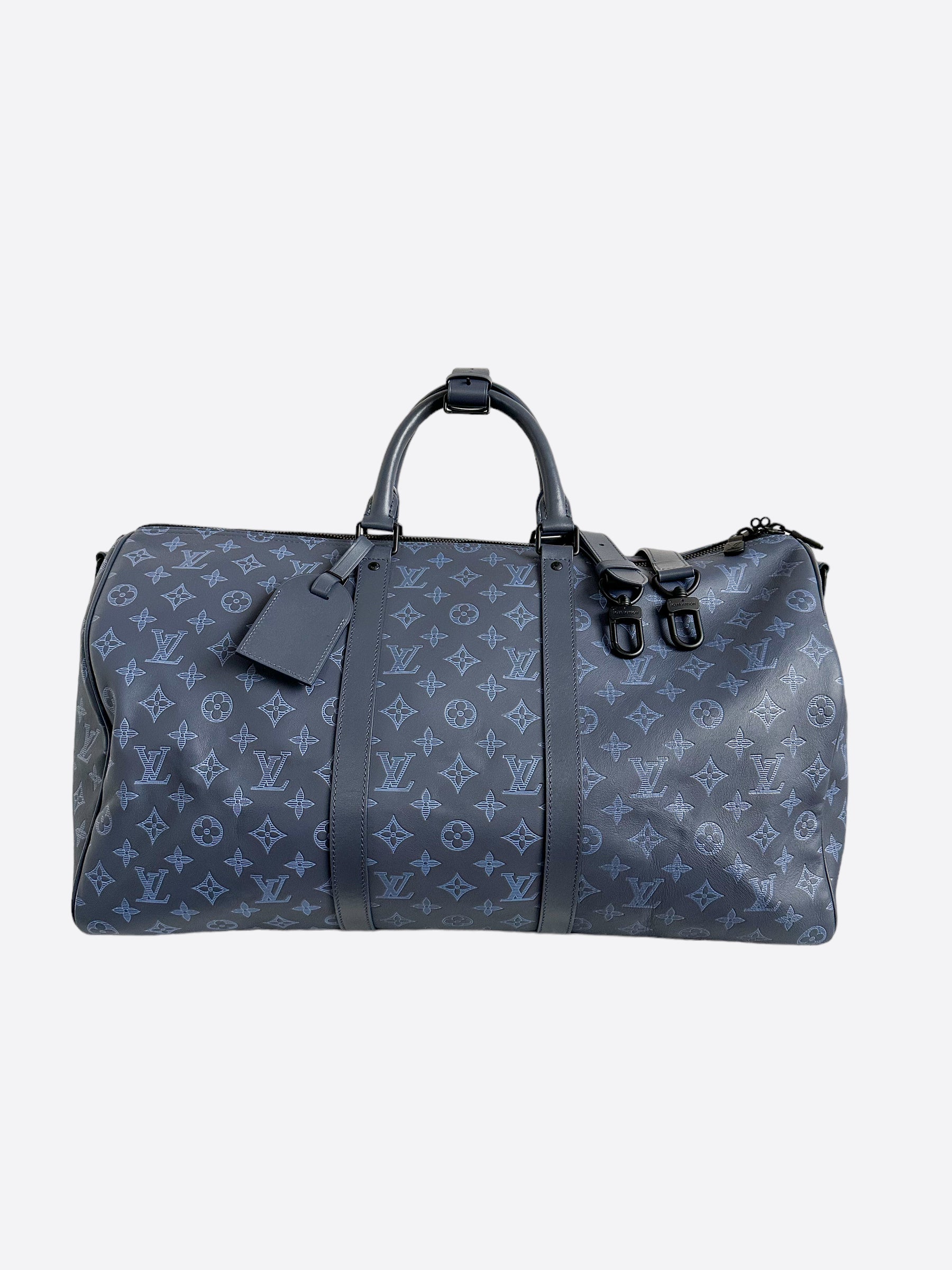 Louis Vuitton Blue Shadow Leather Monogram Keepall 50 – Savonches
