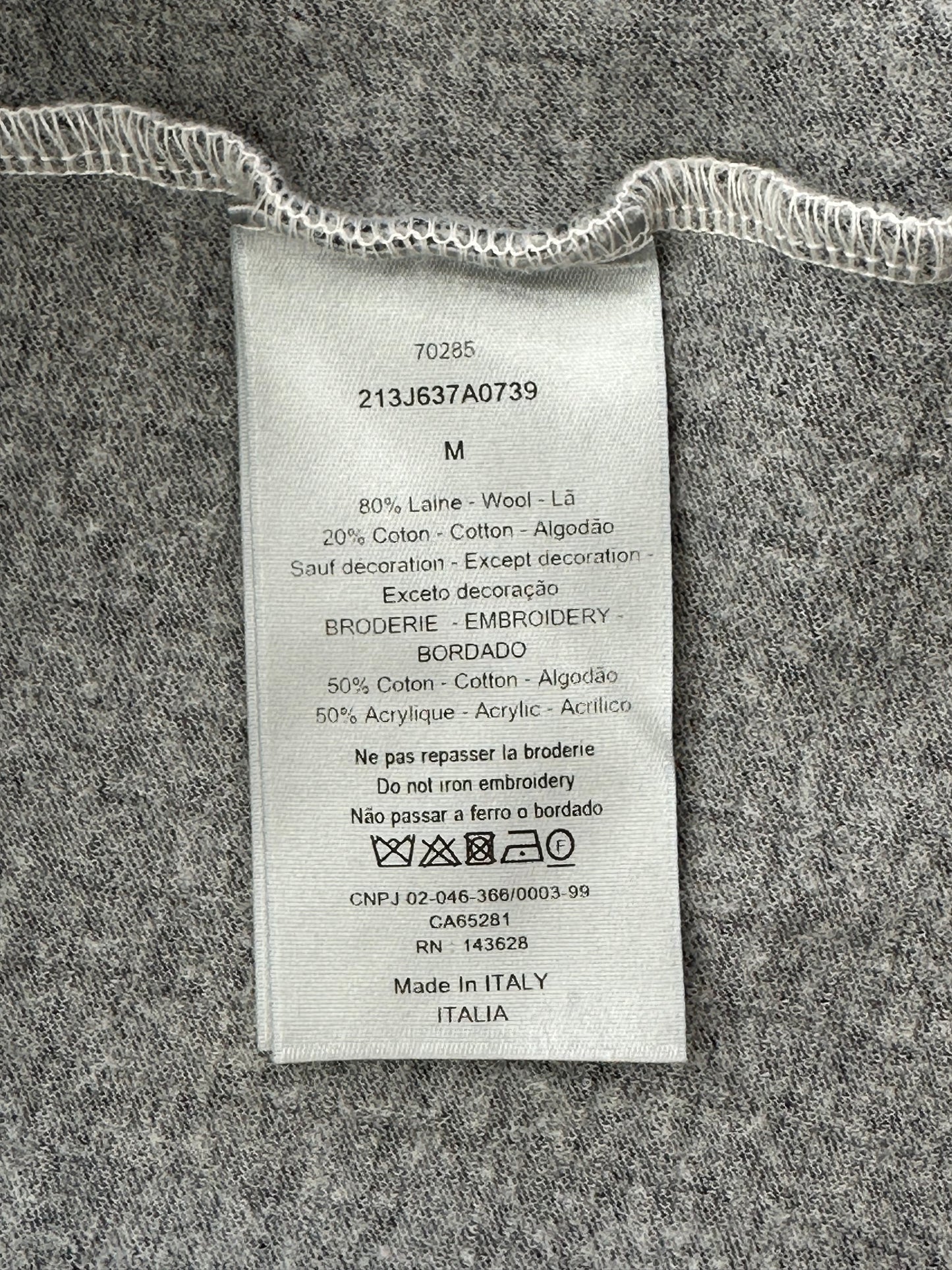 Dior Grey Pinstripe Atelier Embroidered Logo T-Shirt