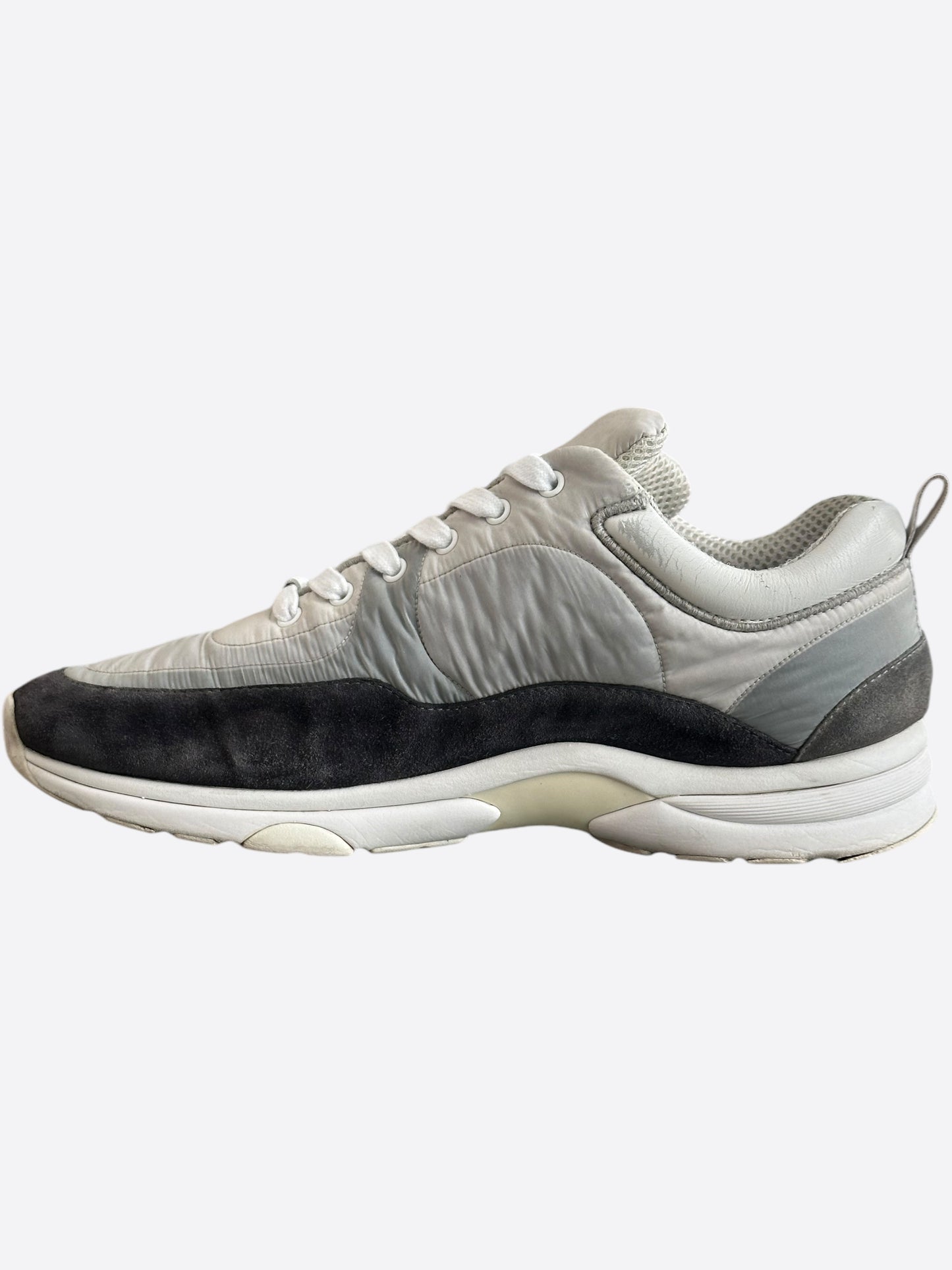 Chanel Grey & Black GG Logo Sneakers