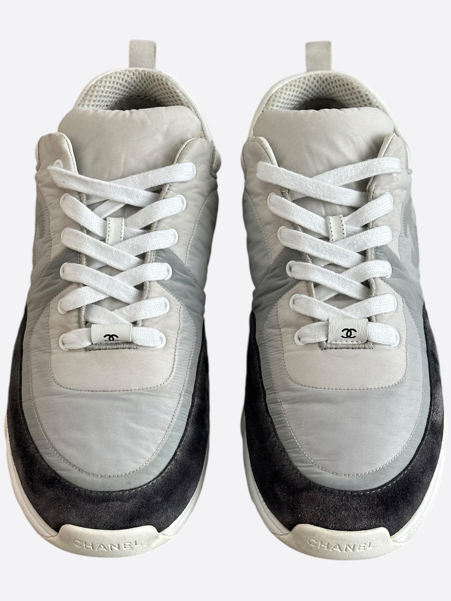 Chanel Grey & Black GG Logo Sneakers