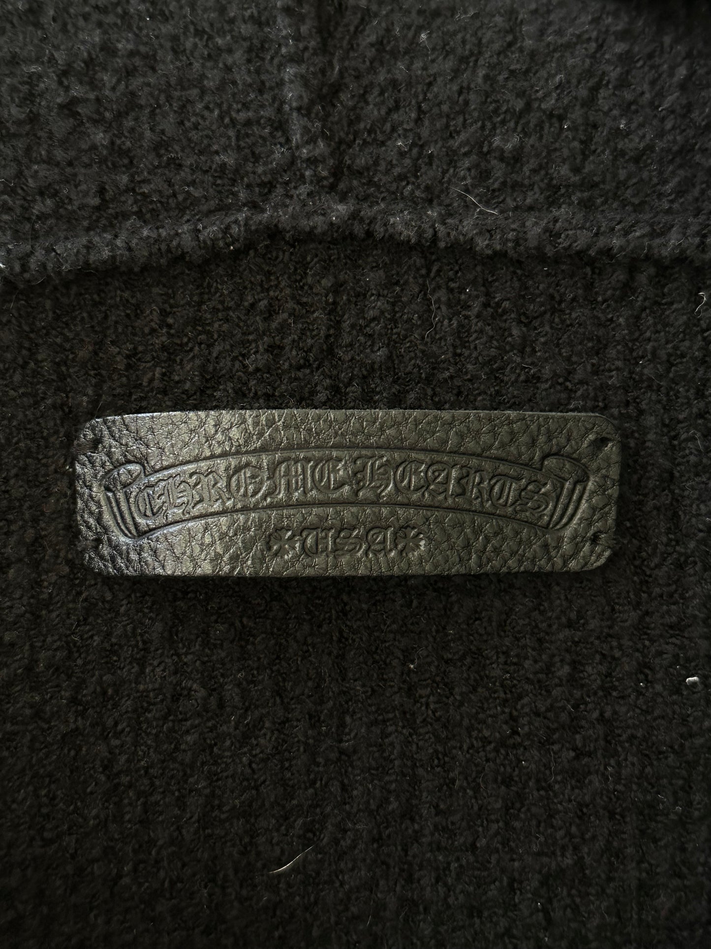 Chrome Hearts Black Ponyhair Cross Patch Knitted Hoodie