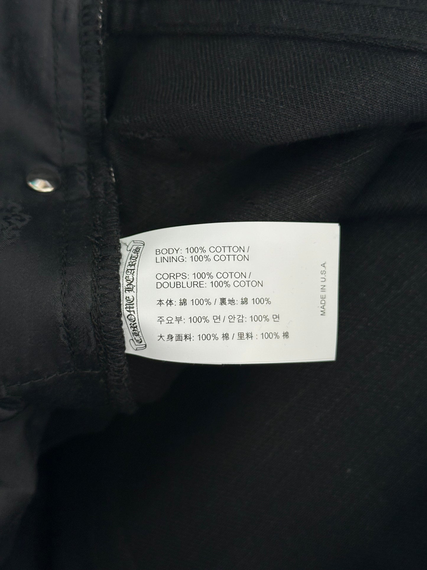 Chrome Hearts Black Fleur Knee Jeans