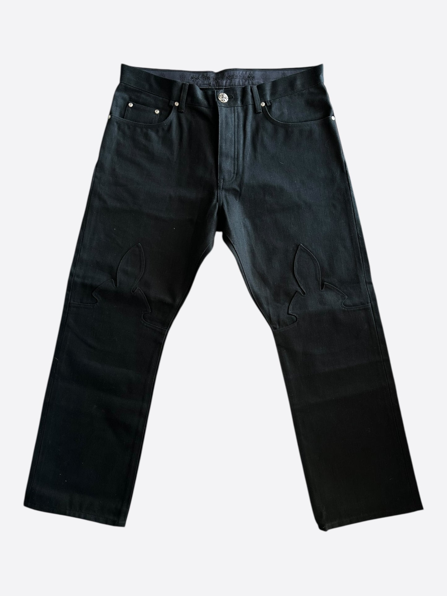 Chrome Hearts Black Fleur Knee Jeans