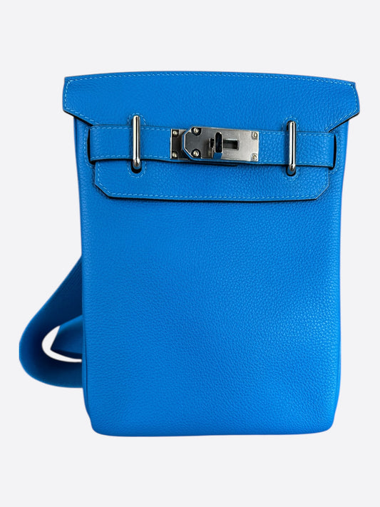 Hermes Blue Hydra HAC A Dos Crossbody Backpack