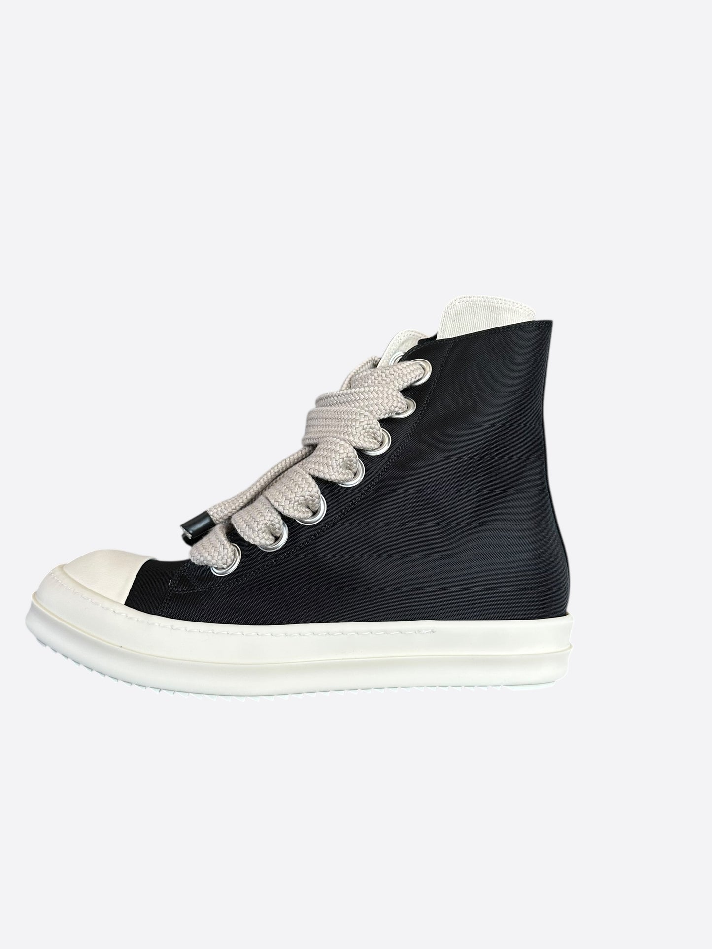 Rick Owens Black & White Leather Jumbo Lace High Top Sneakers