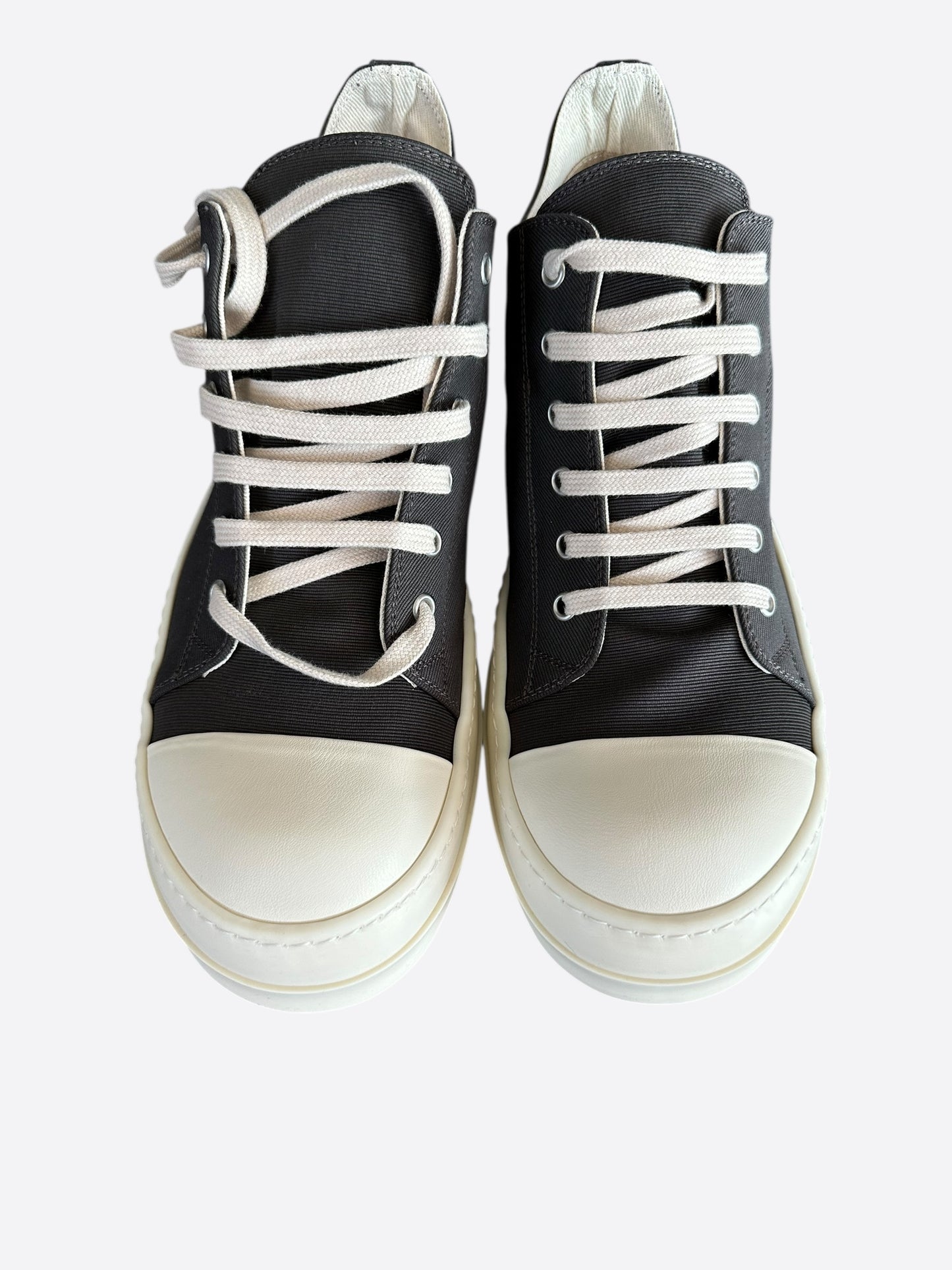 Rick Owens Grey & White Low Top Sneakers