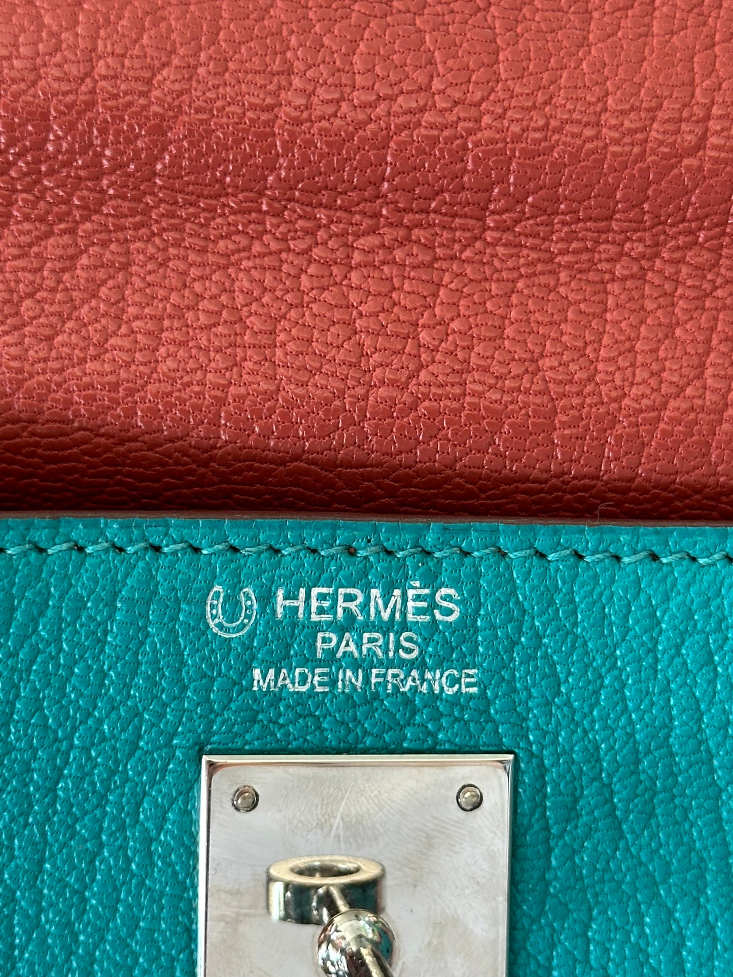 Hermes Blue & Multicolor Togo Retourne Kelly 35