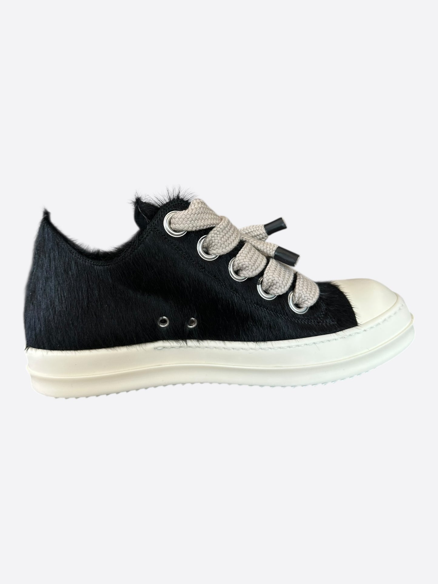 Rick Owens Black Jumbo Lace Low Top Sneakers