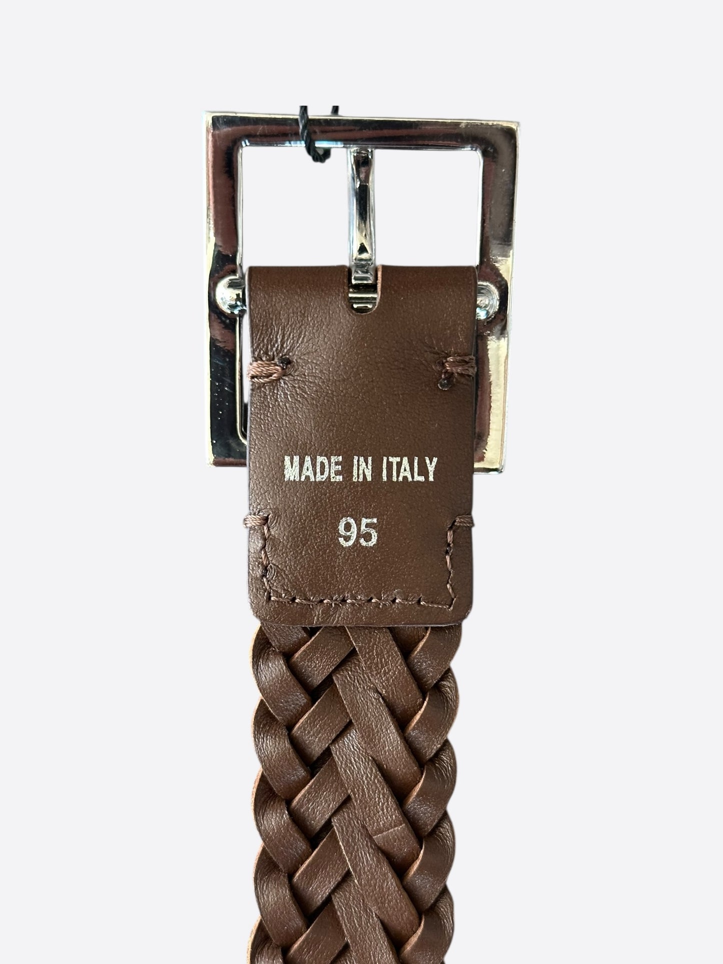 Amiri Brown Woven Leather Belt