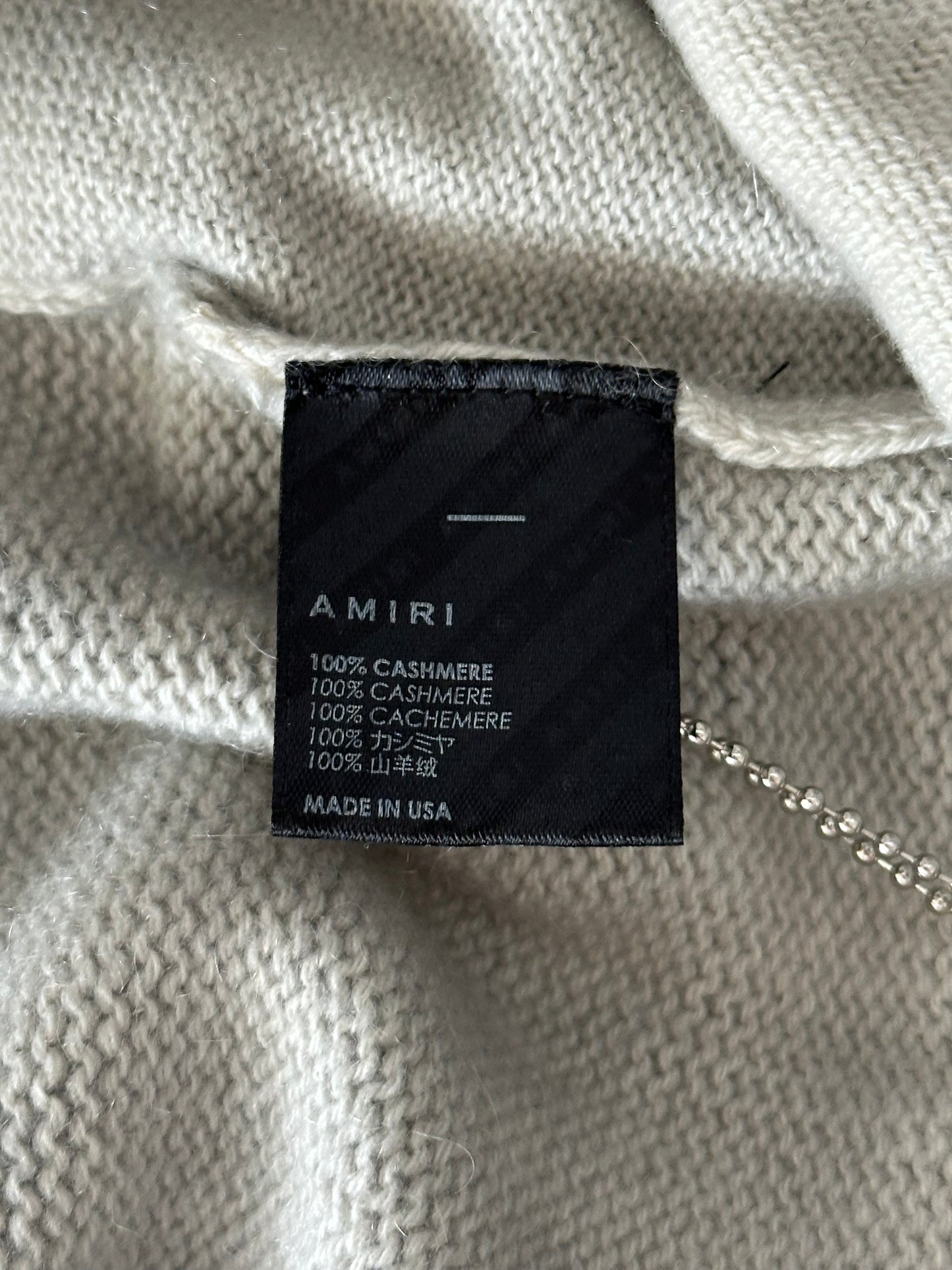 Amiri Grey & White Distressed 22 Logo Cashmere Shorts