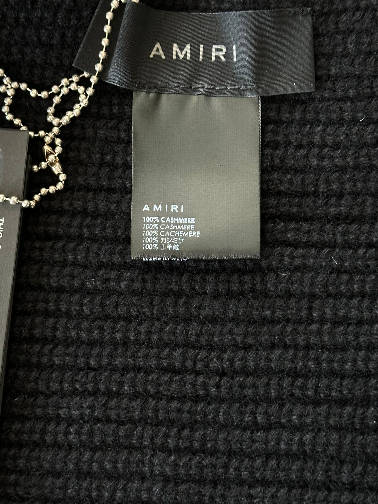 Amiri Black & White Wool Knit MA Logo Scarf