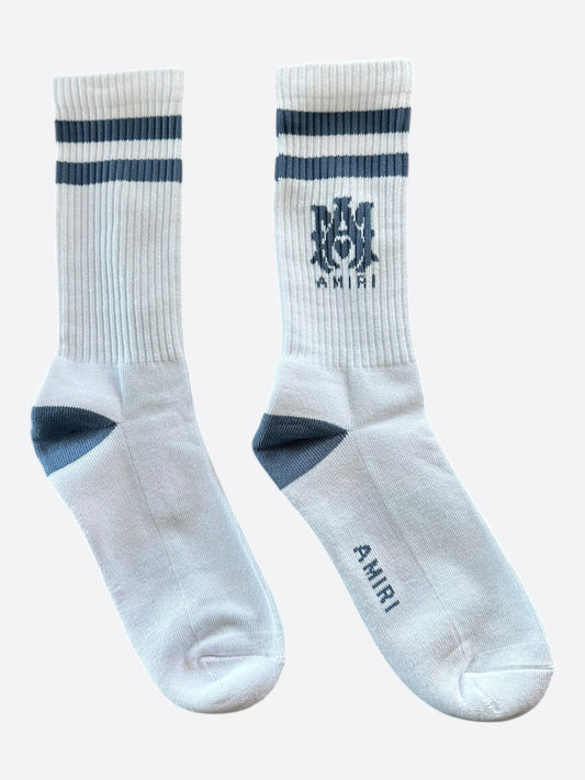 Amiri White & Blue MA Logo Socks