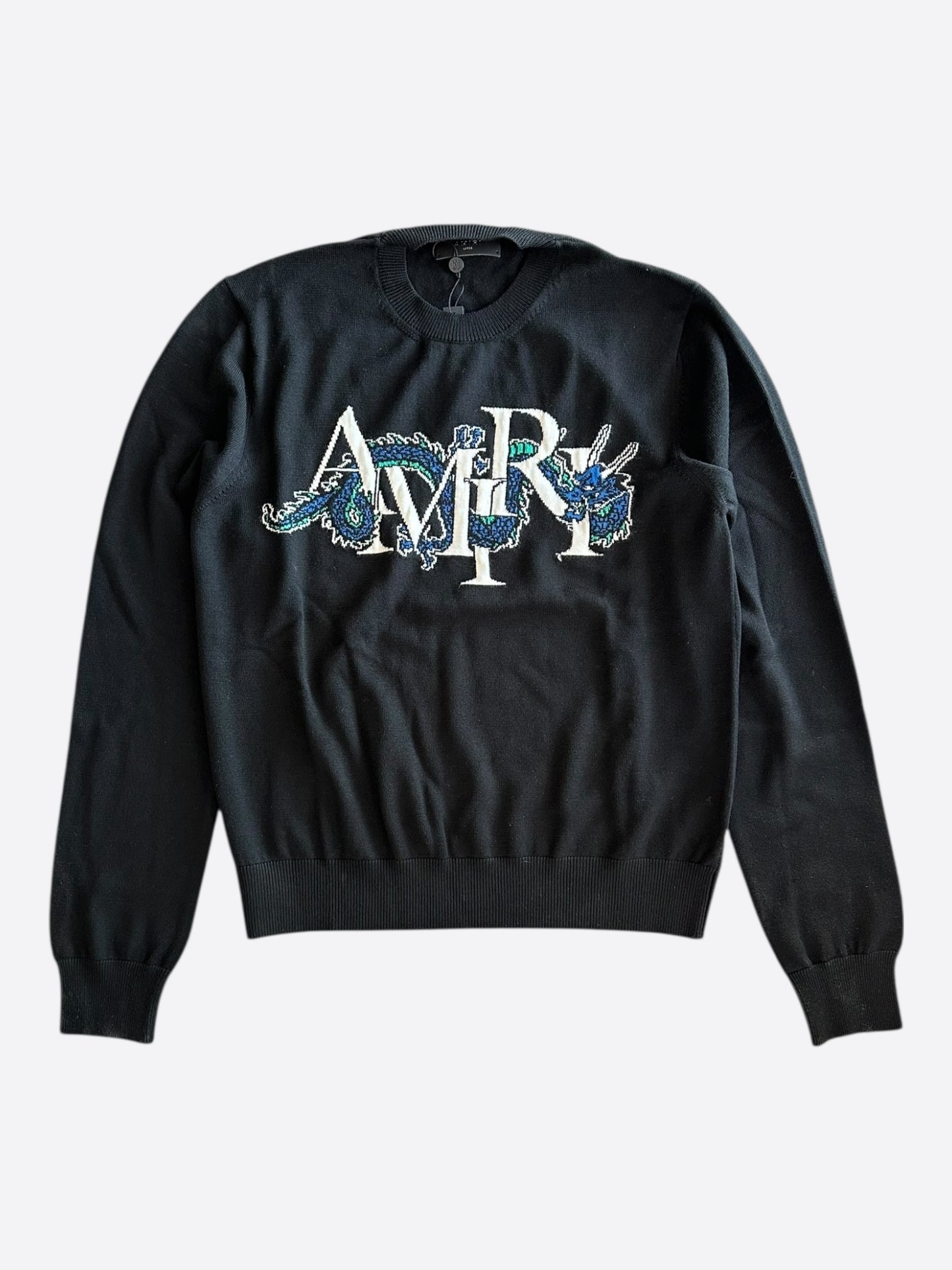 Amiri Black & White Dragon Logo Wool Sweater