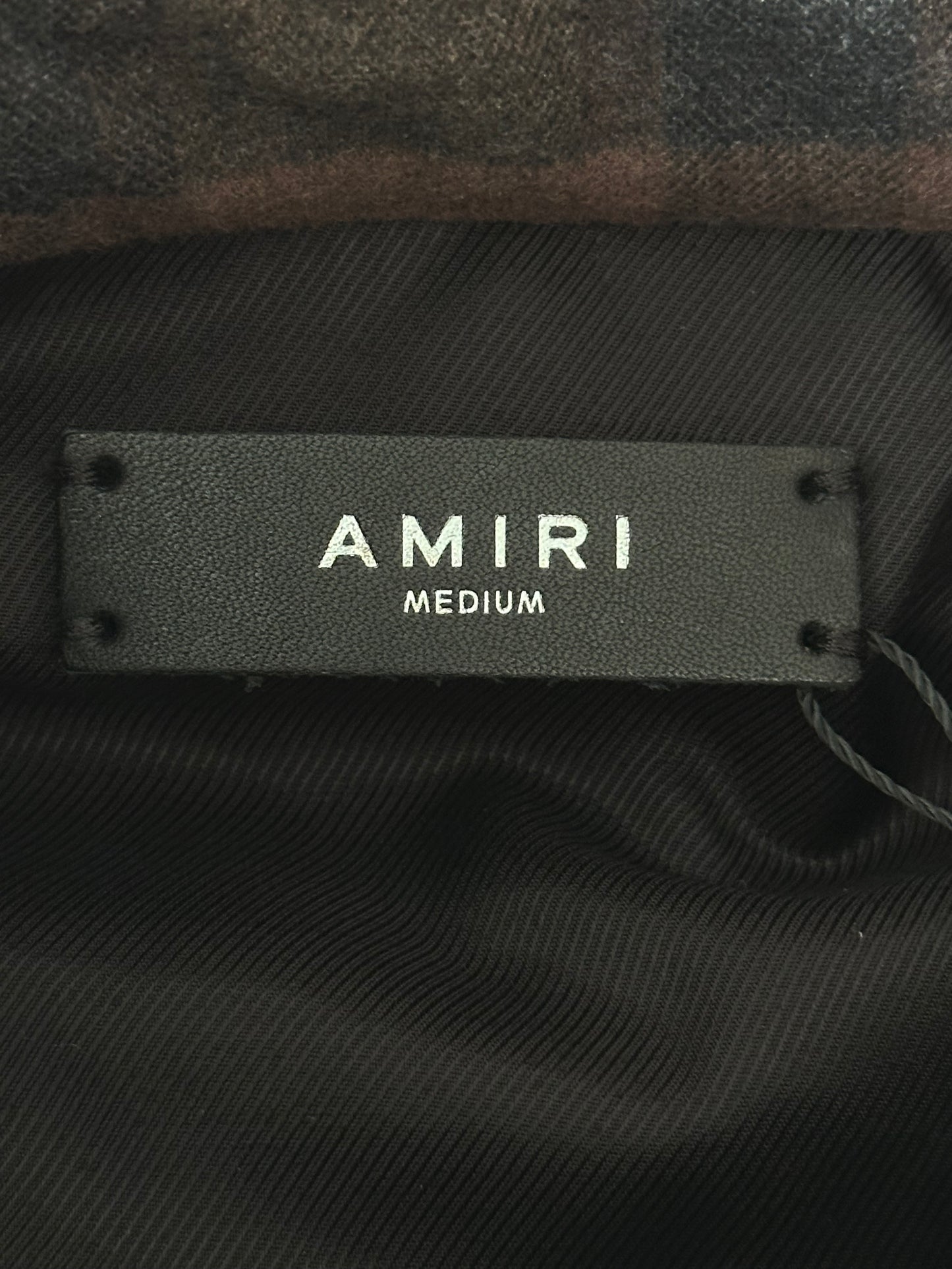 Amiri Brown Plaid MA Logo Padded Overshirt